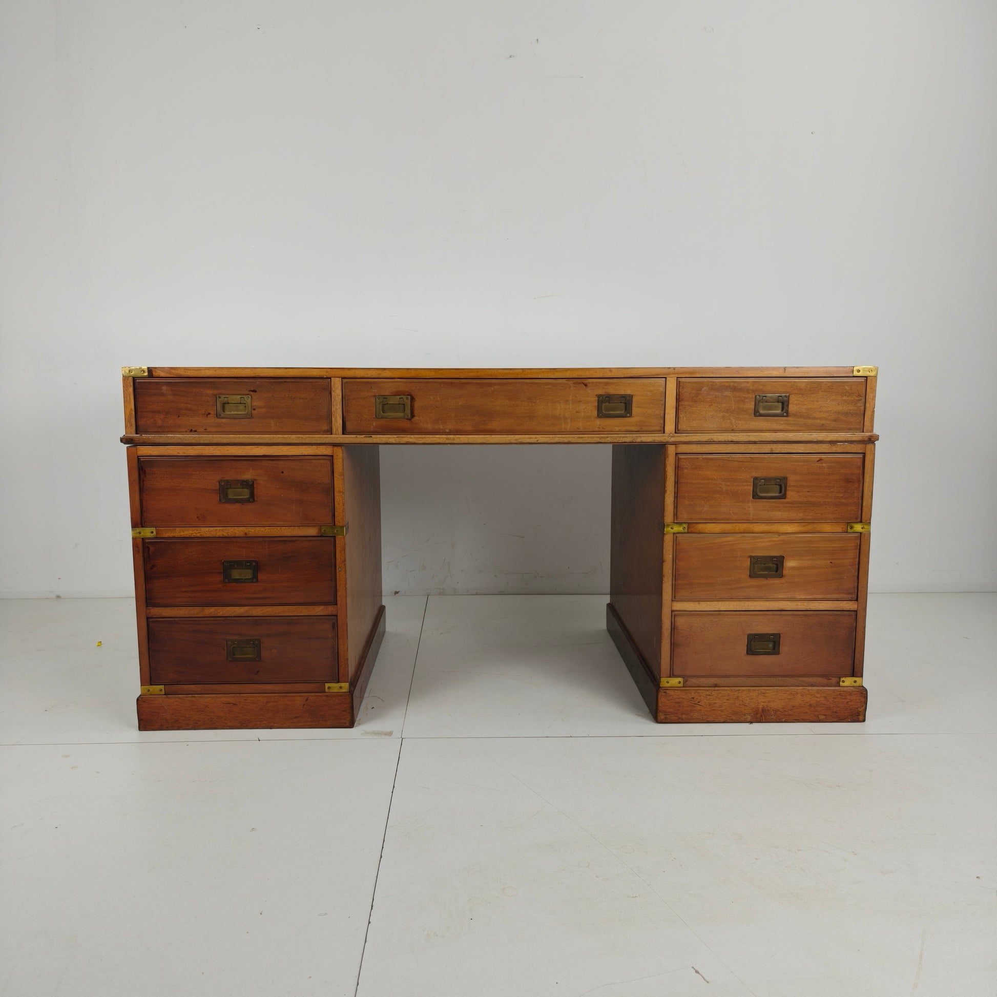 Late 20th Century English Campaign Style Desk Late 20th Century English Campaign Style Desk