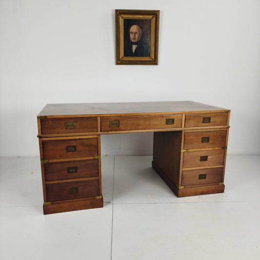 Late 20th Century English Campaign Style Desk Late 20th Century English Campaign Style Desk