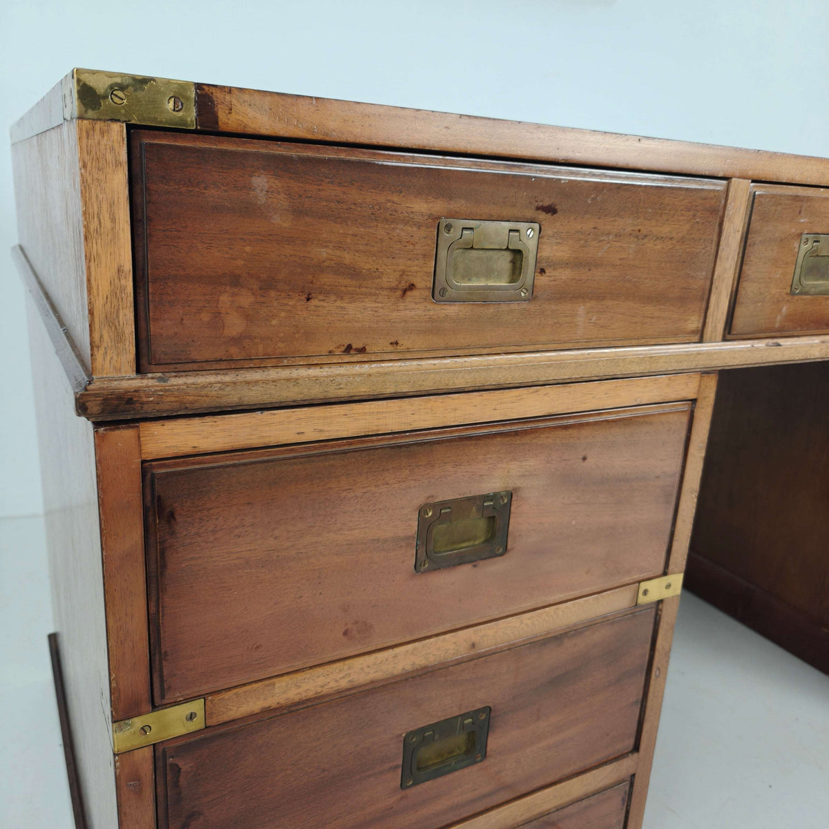 Late 20th Century English Campaign Style Desk Late 20th Century English Campaign Style Desk