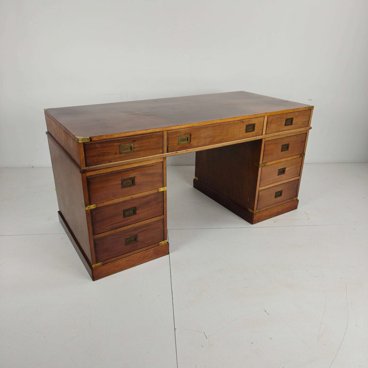 Late 20th Century English Campaign Style Desk Late 20th Century English Campaign Style Desk