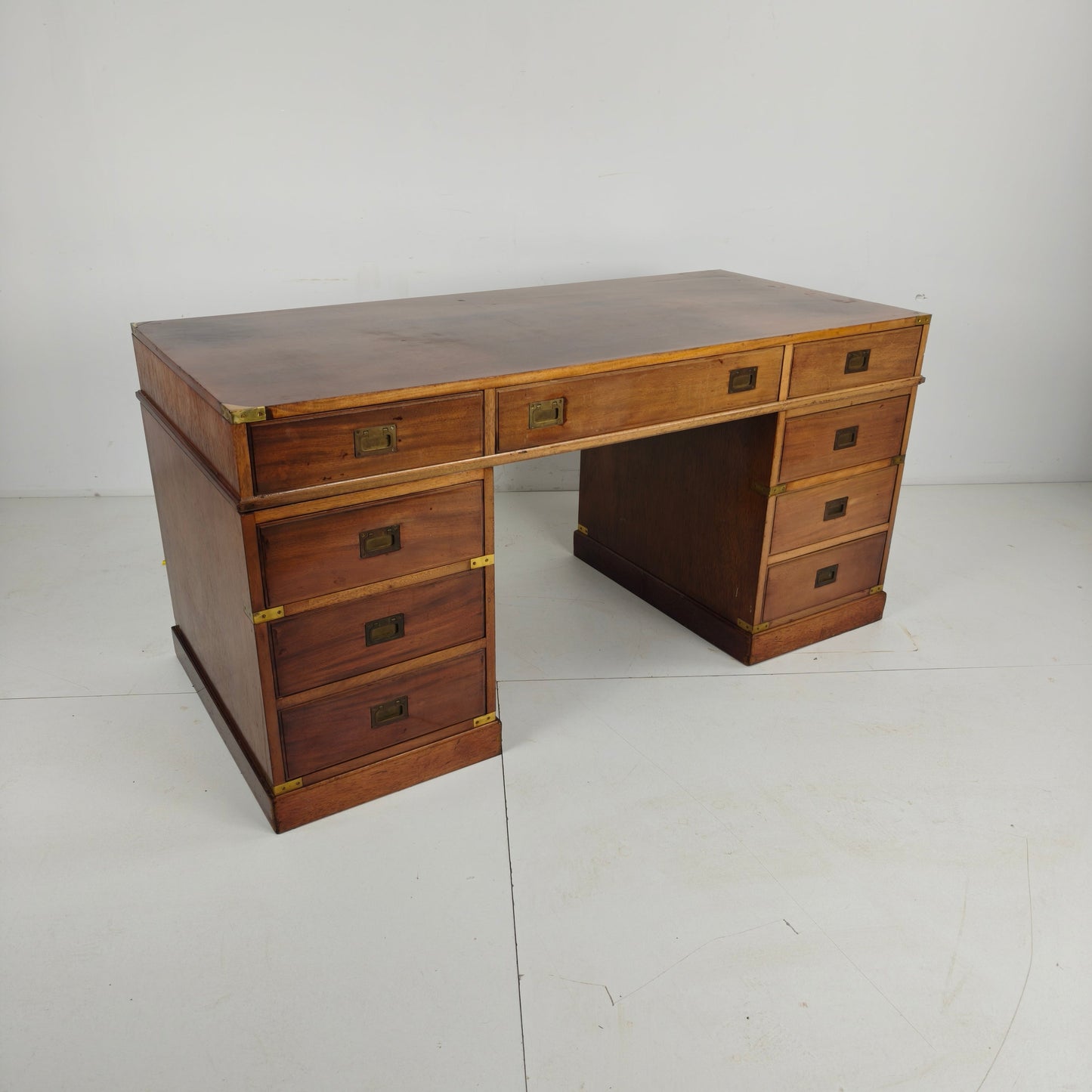 Late 20th Century English Campaign Style Desk Late 20th Century English Campaign Style Desk