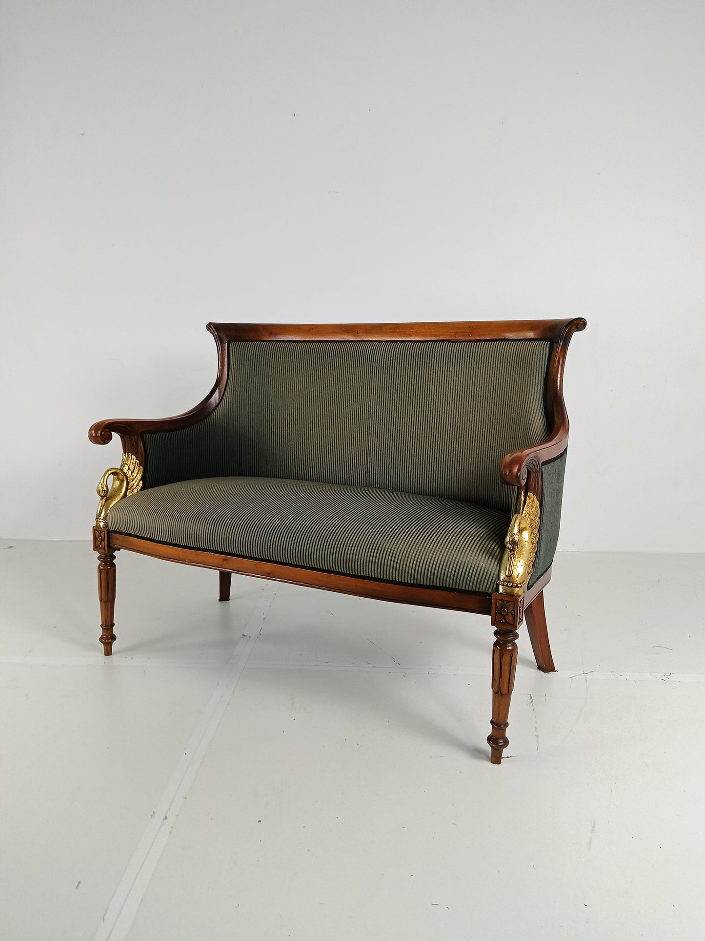 Neoclassical Carved Swan Bench Neoclassical Carved Swan Bench