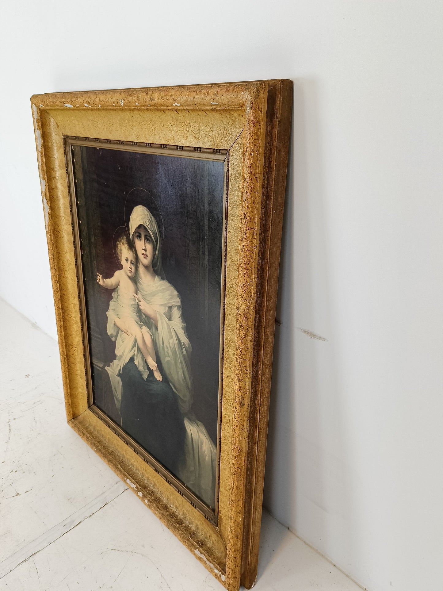 Old Antique Frame with Printed Maria Old Antique Frame with Printed Maria