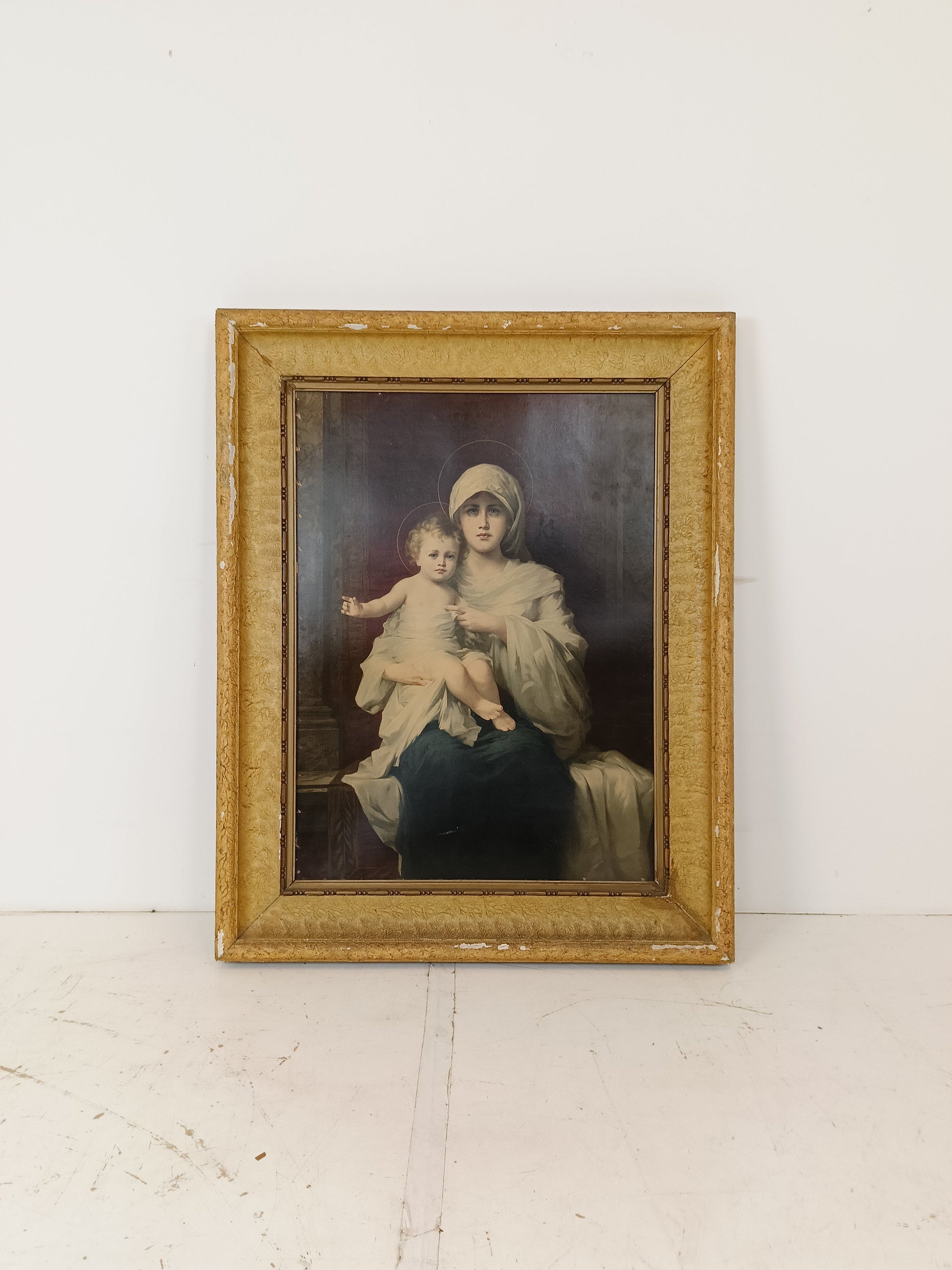 Old Antique Frame with Printed Maria Old Antique Frame with Printed Maria