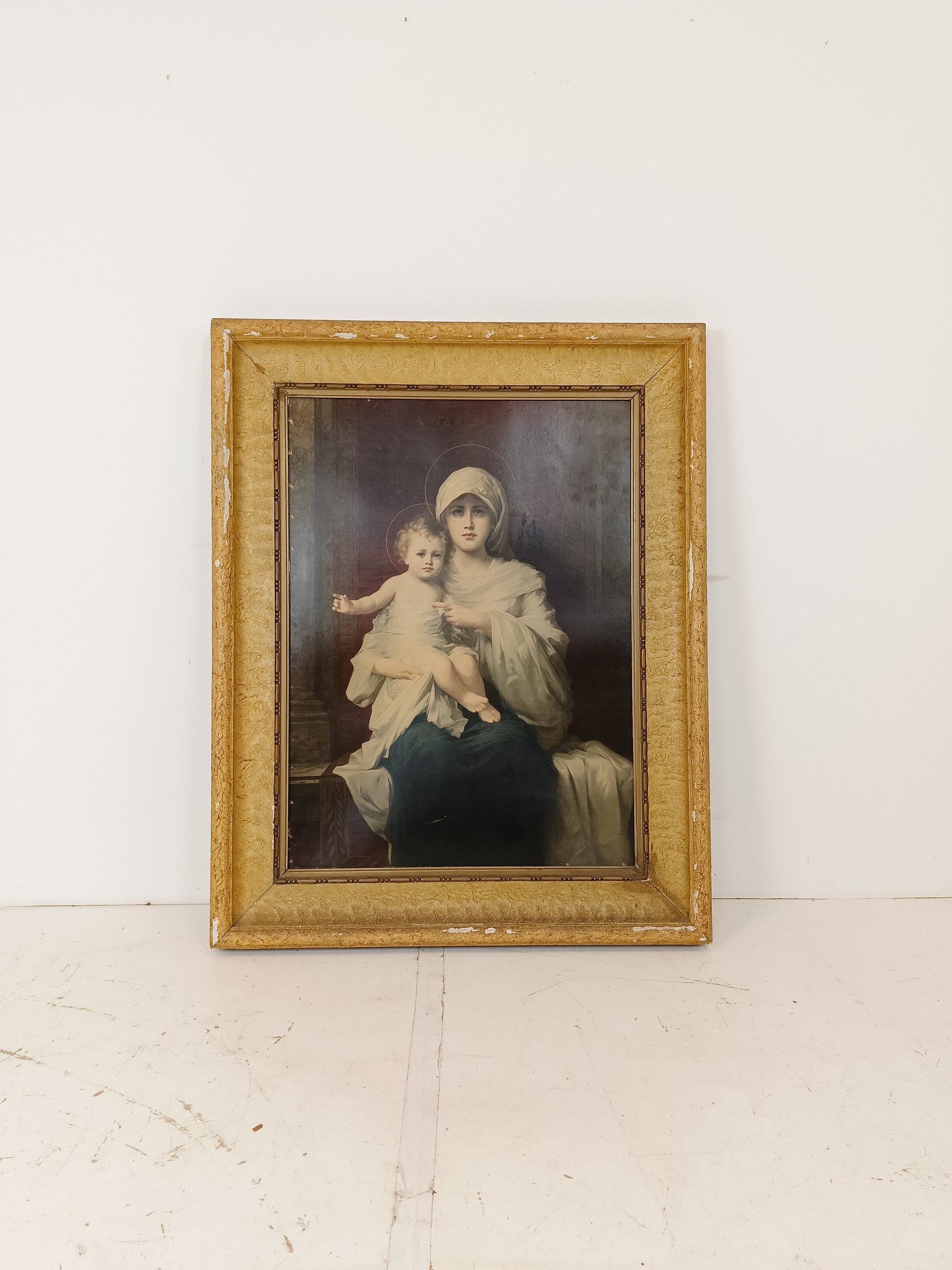 Old Antique Frame with Printed Maria Old Antique Frame with Printed Maria