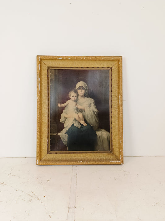 Old Antique Frame with Printed Maria Old Antique Frame with Printed Maria