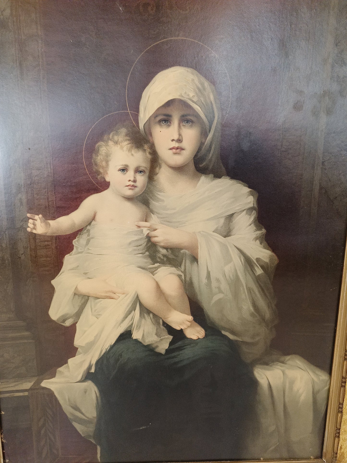 Old Antique Frame with Printed Maria Old Antique Frame with Printed Maria