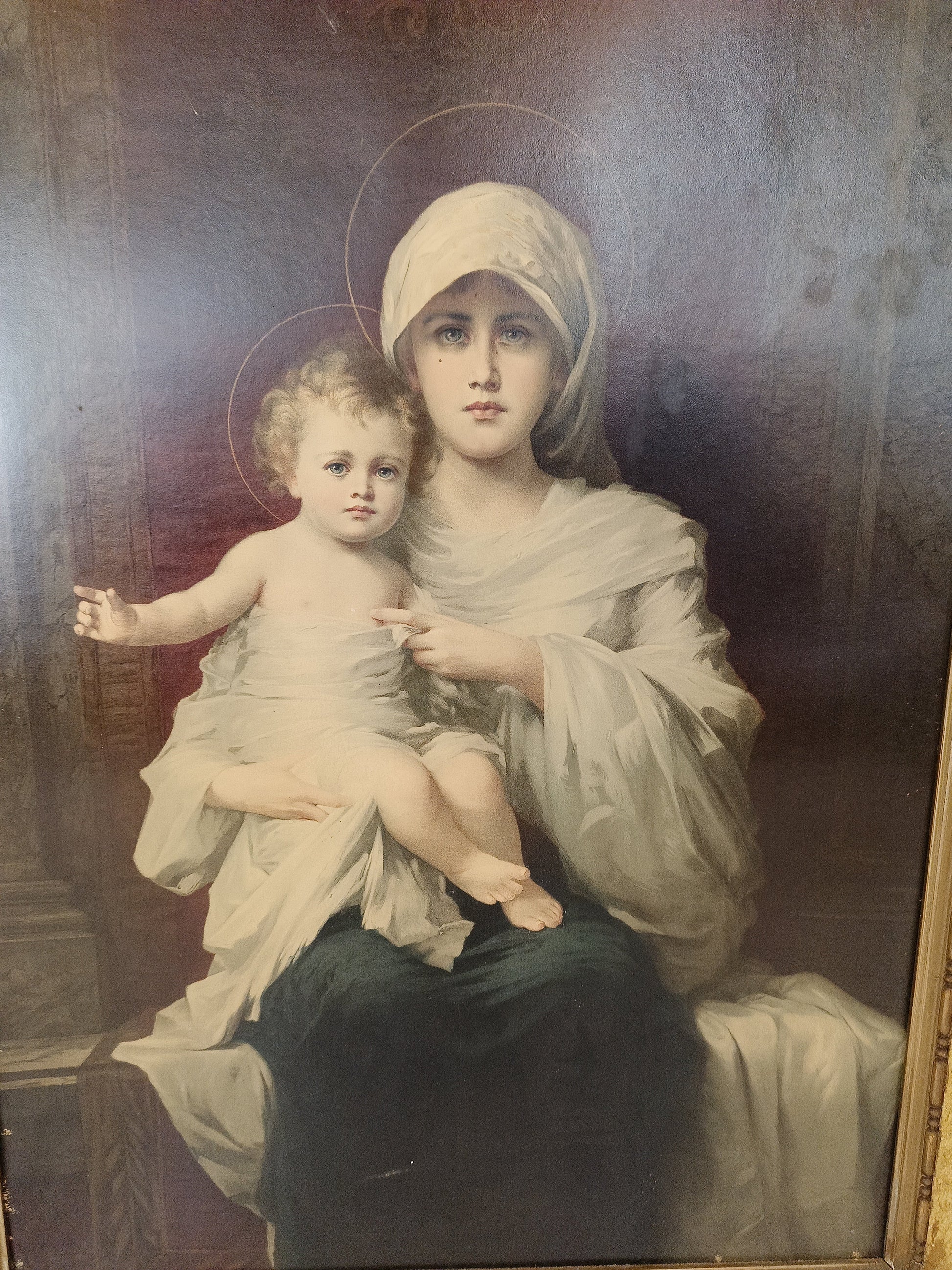 Old Antique Frame with Printed Maria Old Antique Frame with Printed Maria