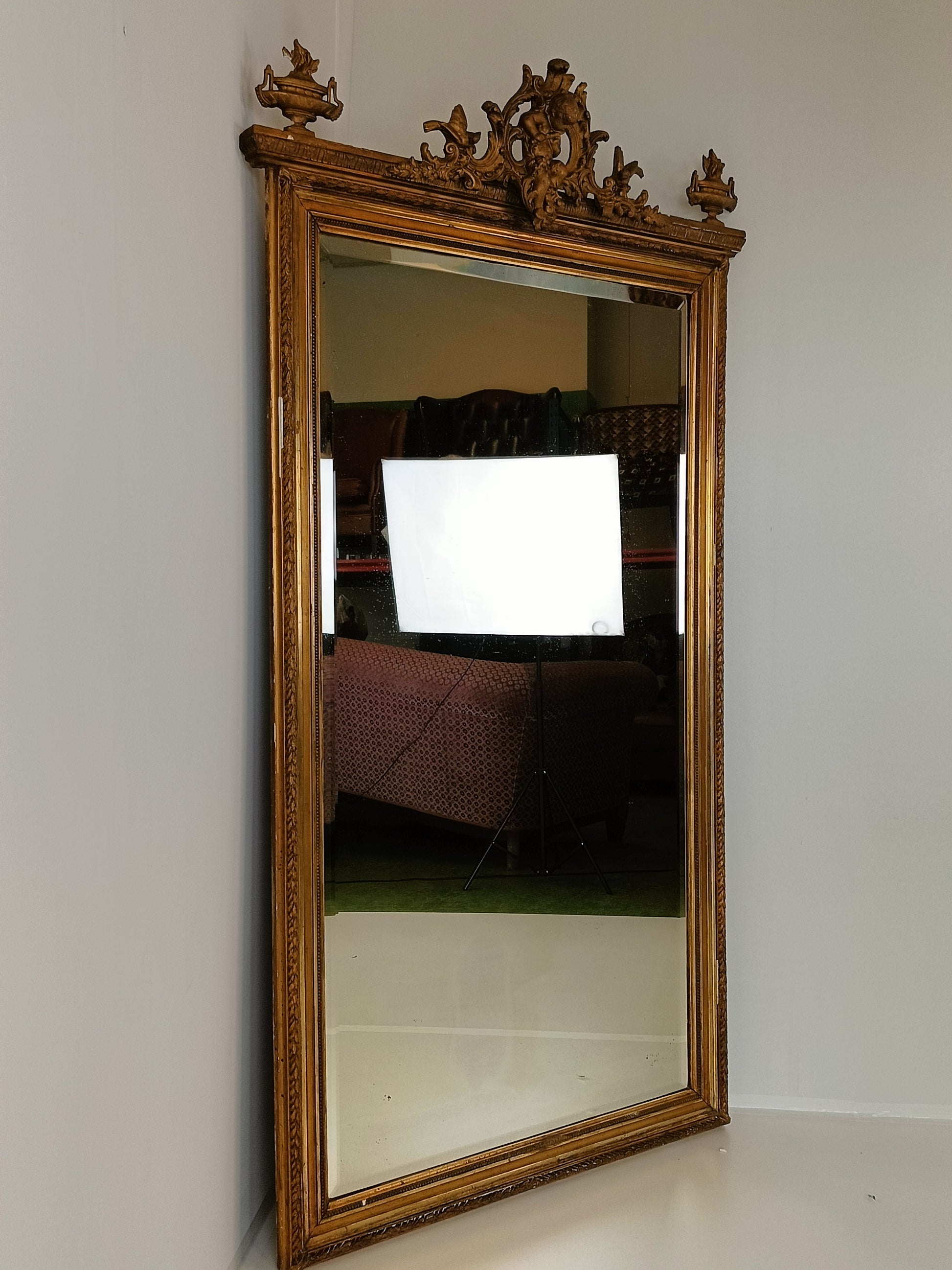 Original French Antique Golden Ornament Mirror Original French Antique Golden Ornament Mirror