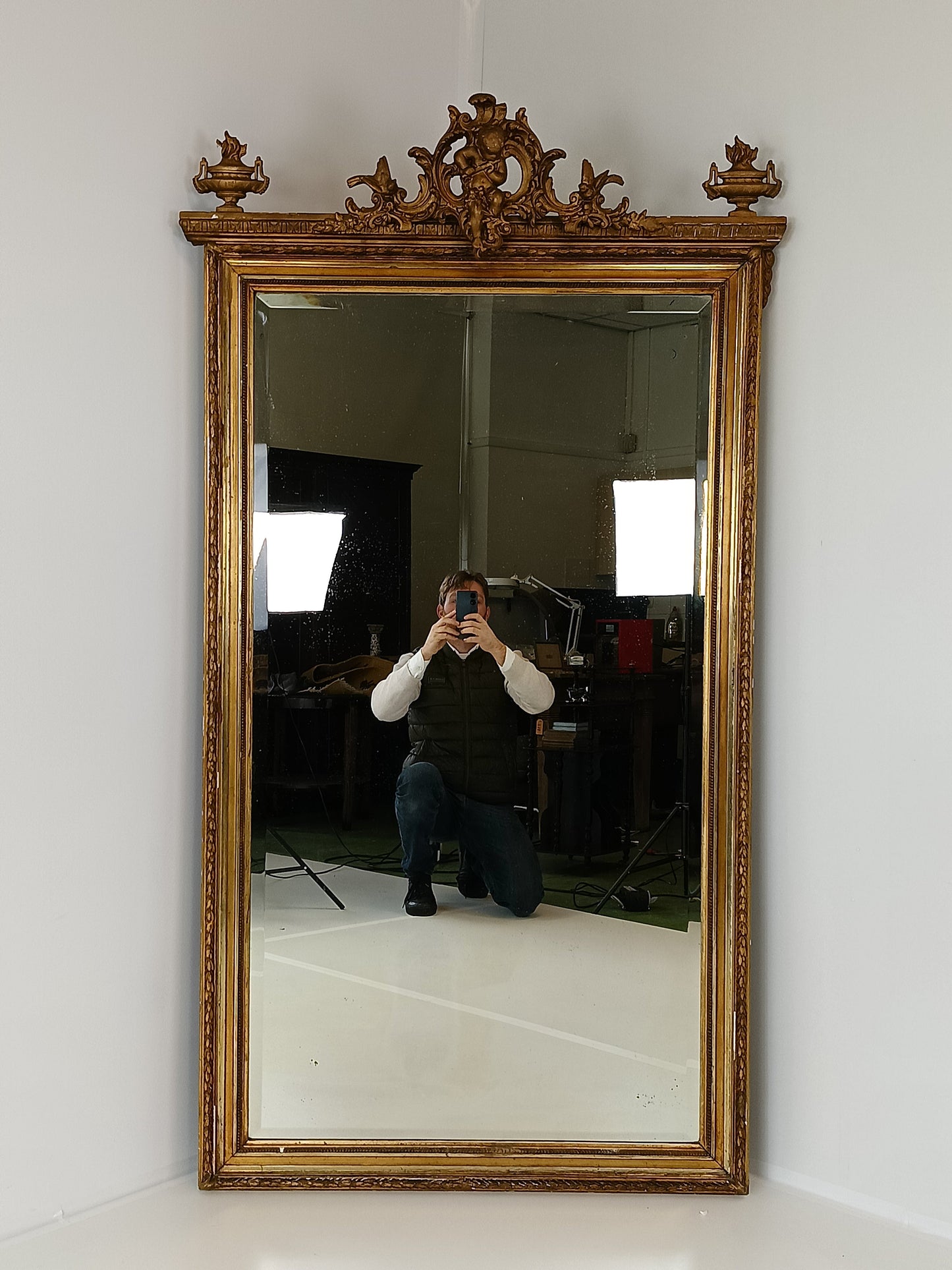 Original French Antique Golden Ornament Mirror Original French Antique Golden Ornament Mirror