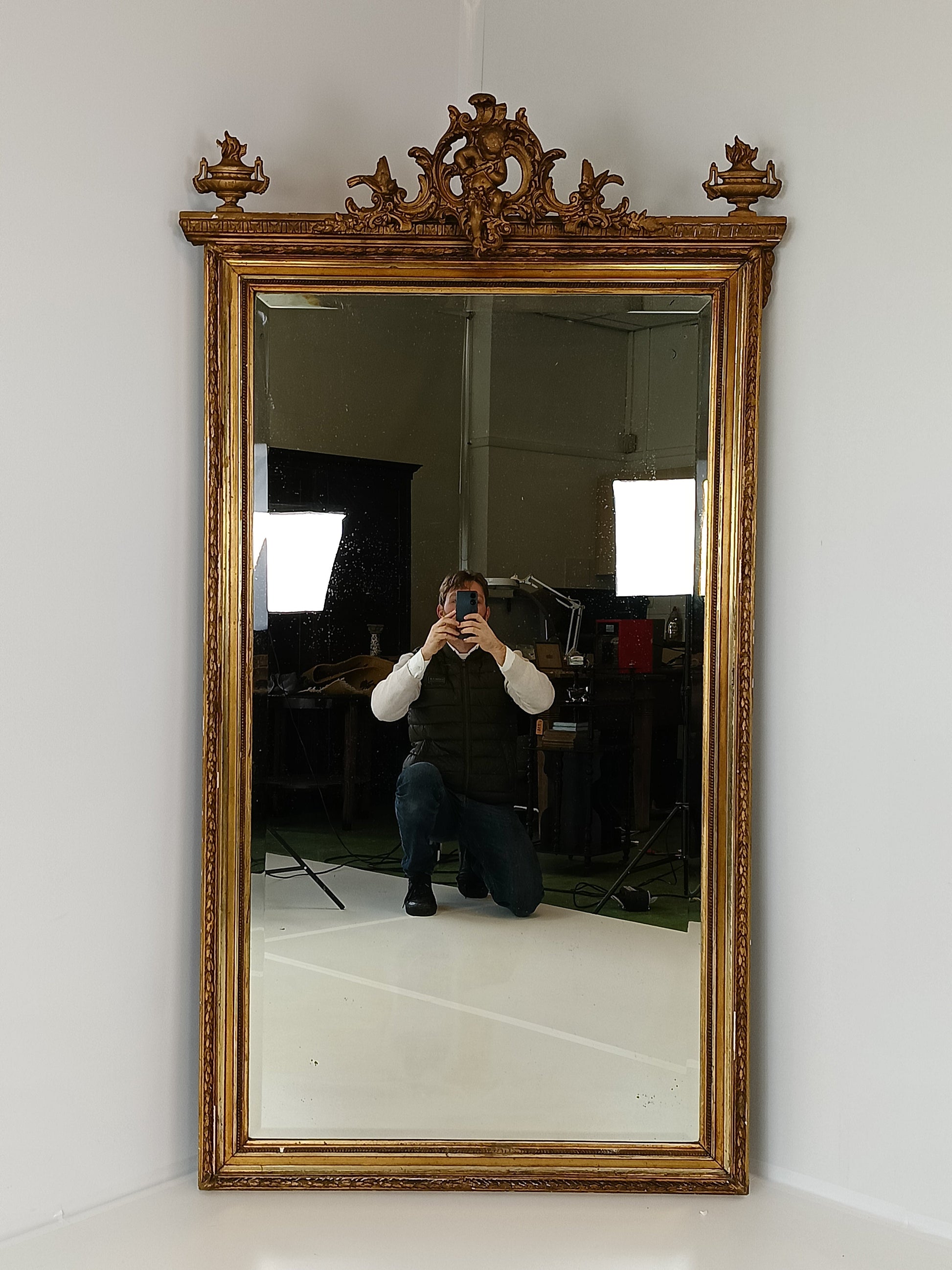 Original French Antique Golden Ornament Mirror Original French Antique Golden Ornament Mirror