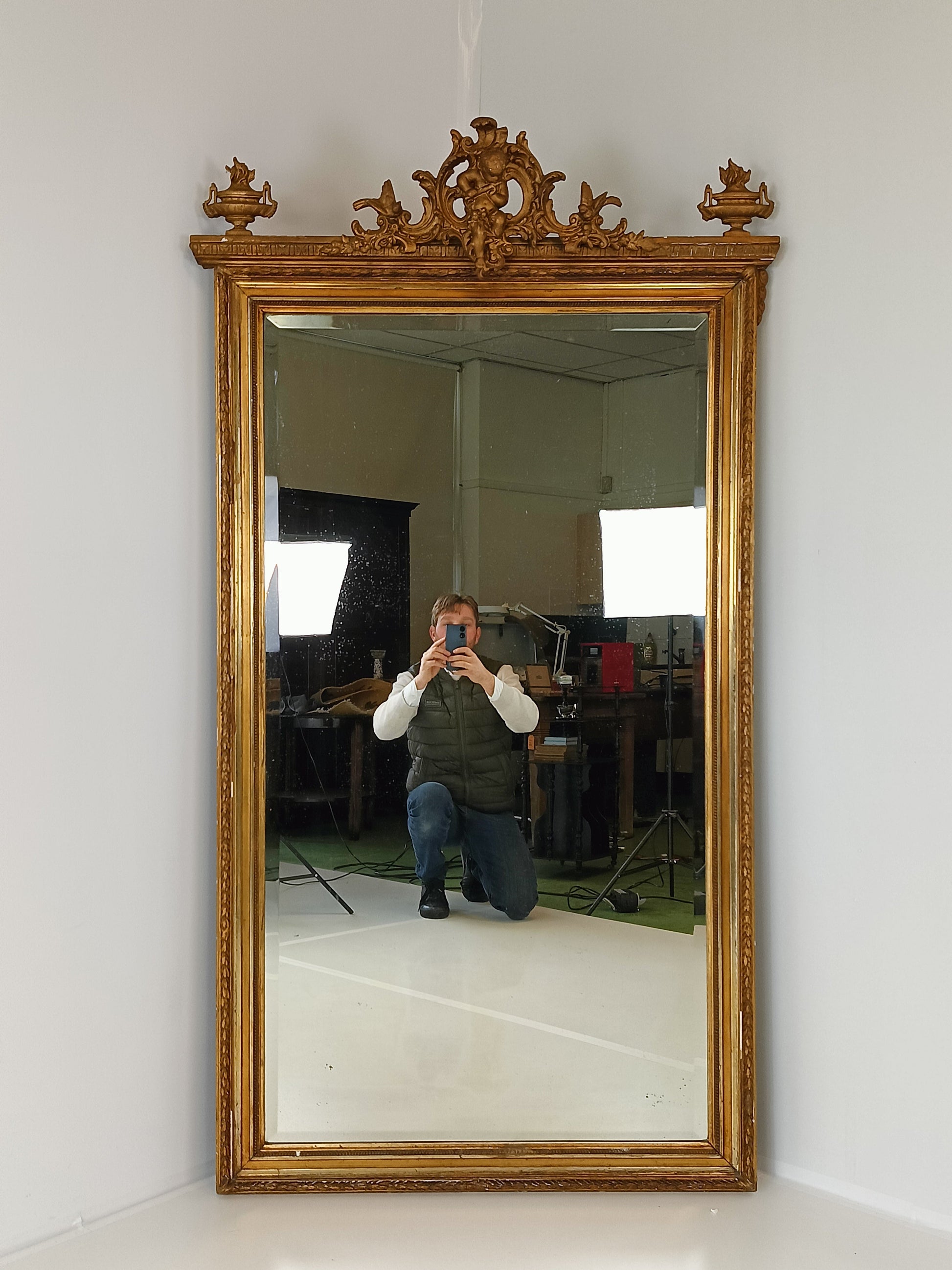 Original French Antique Golden Ornament Mirror Original French Antique Golden Ornament Mirror