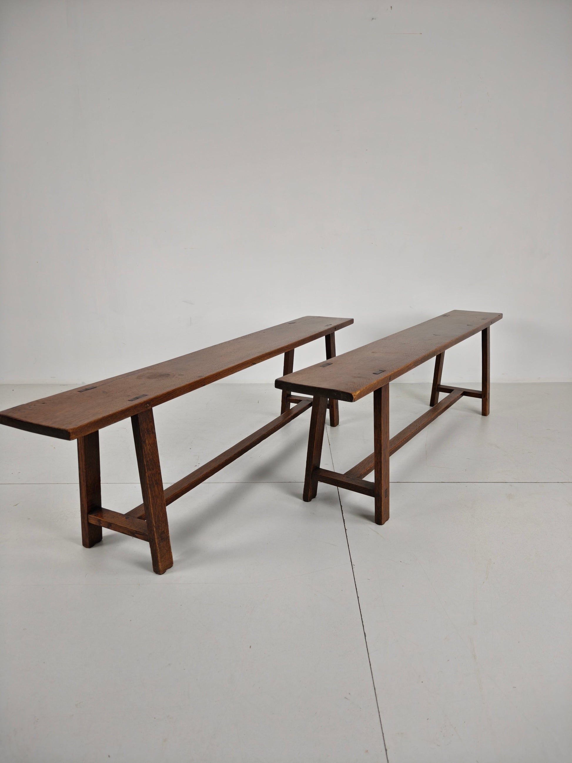 Pair of 19th Century French Rustic Benches – Solid Oak Pair of 19th Century French Rustic Benches – Solid Oak