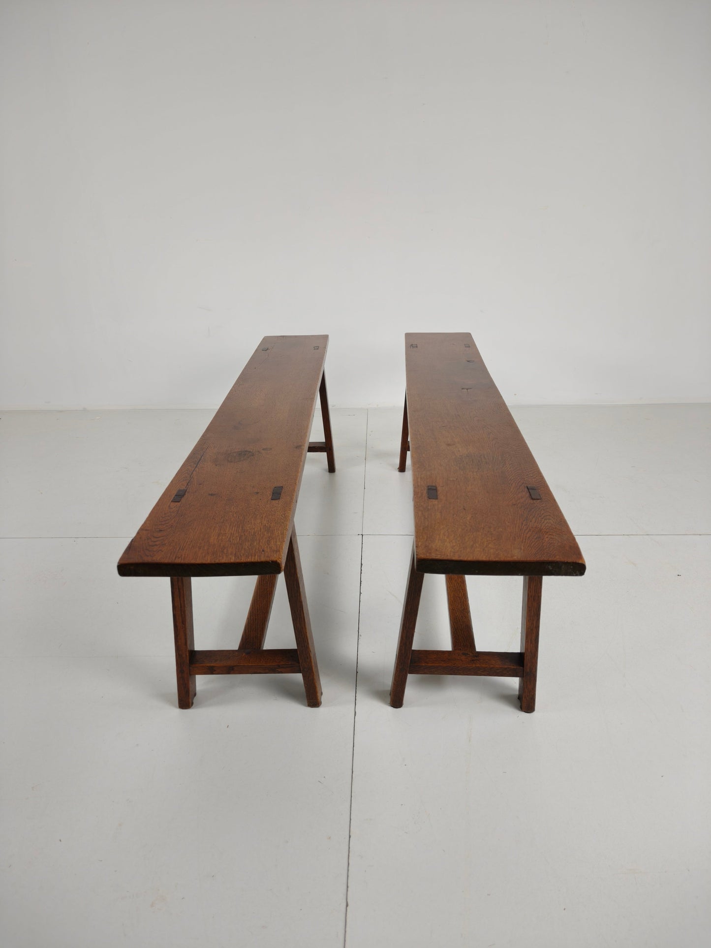 Pair of 19th Century French Rustic Benches – Solid Oak Pair of 19th Century French Rustic Benches – Solid Oak