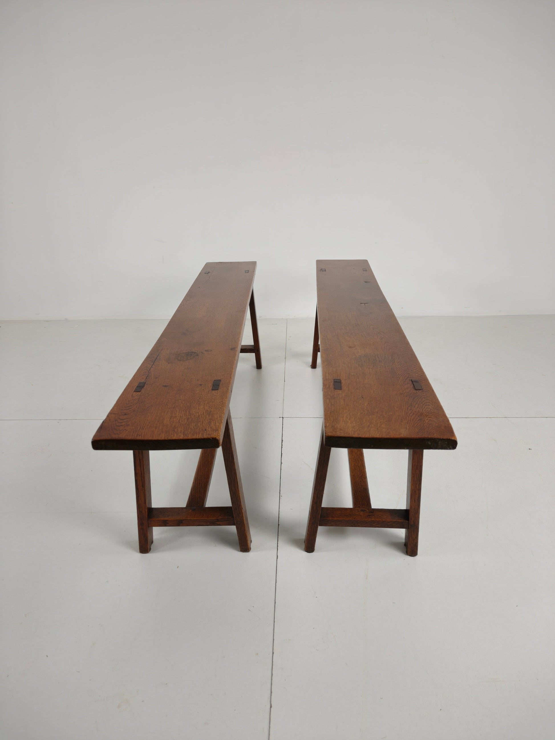Pair of 19th Century French Rustic Benches – Solid Oak Pair of 19th Century French Rustic Benches – Solid Oak