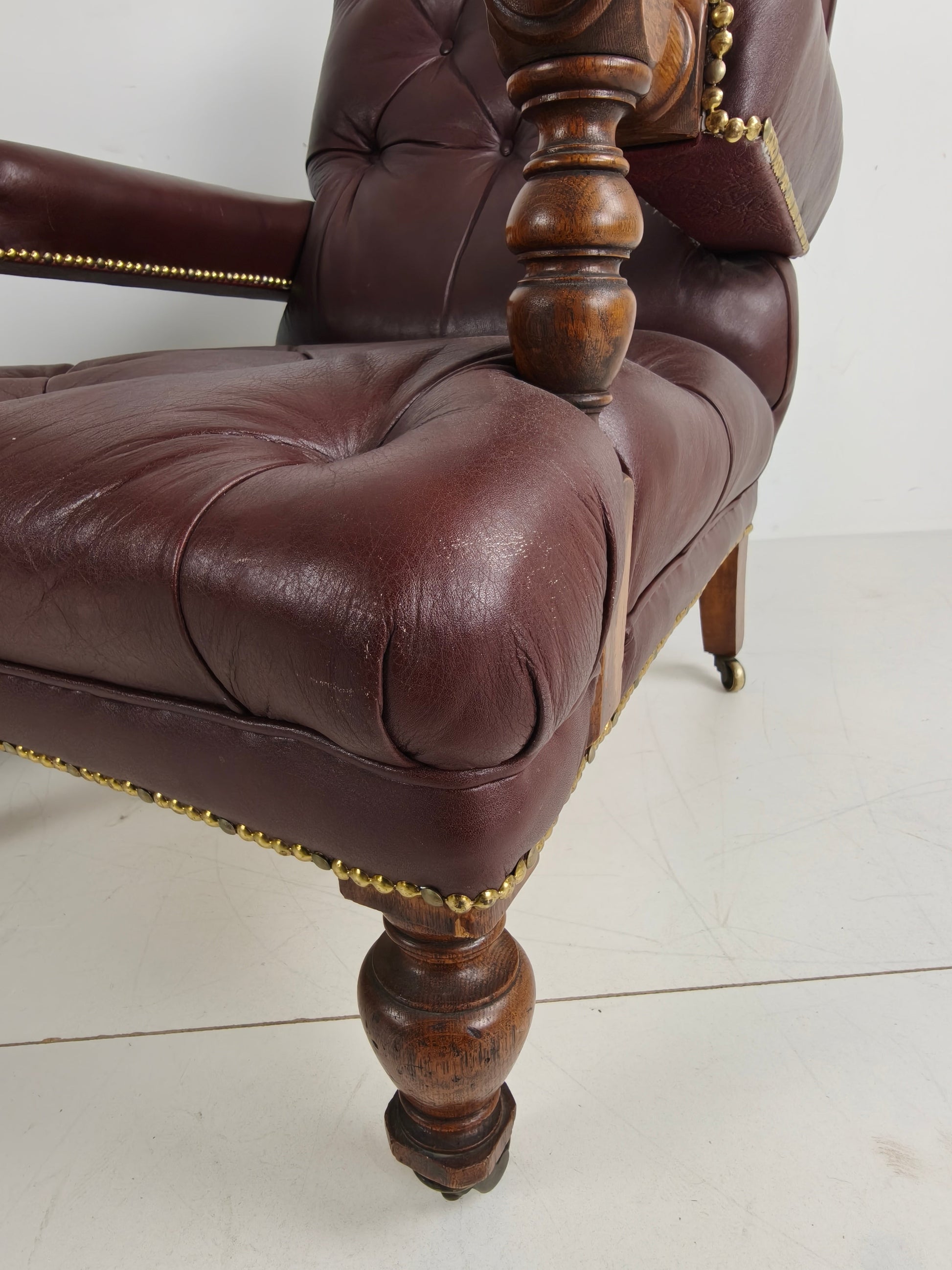 Pair of Antique Library Chairs - Original William Morris & Co Edinburgh Stamped Armchairs Pair of Antique Library Chairs - Original William Morris & Co Edinburgh Stamped Armchairs
