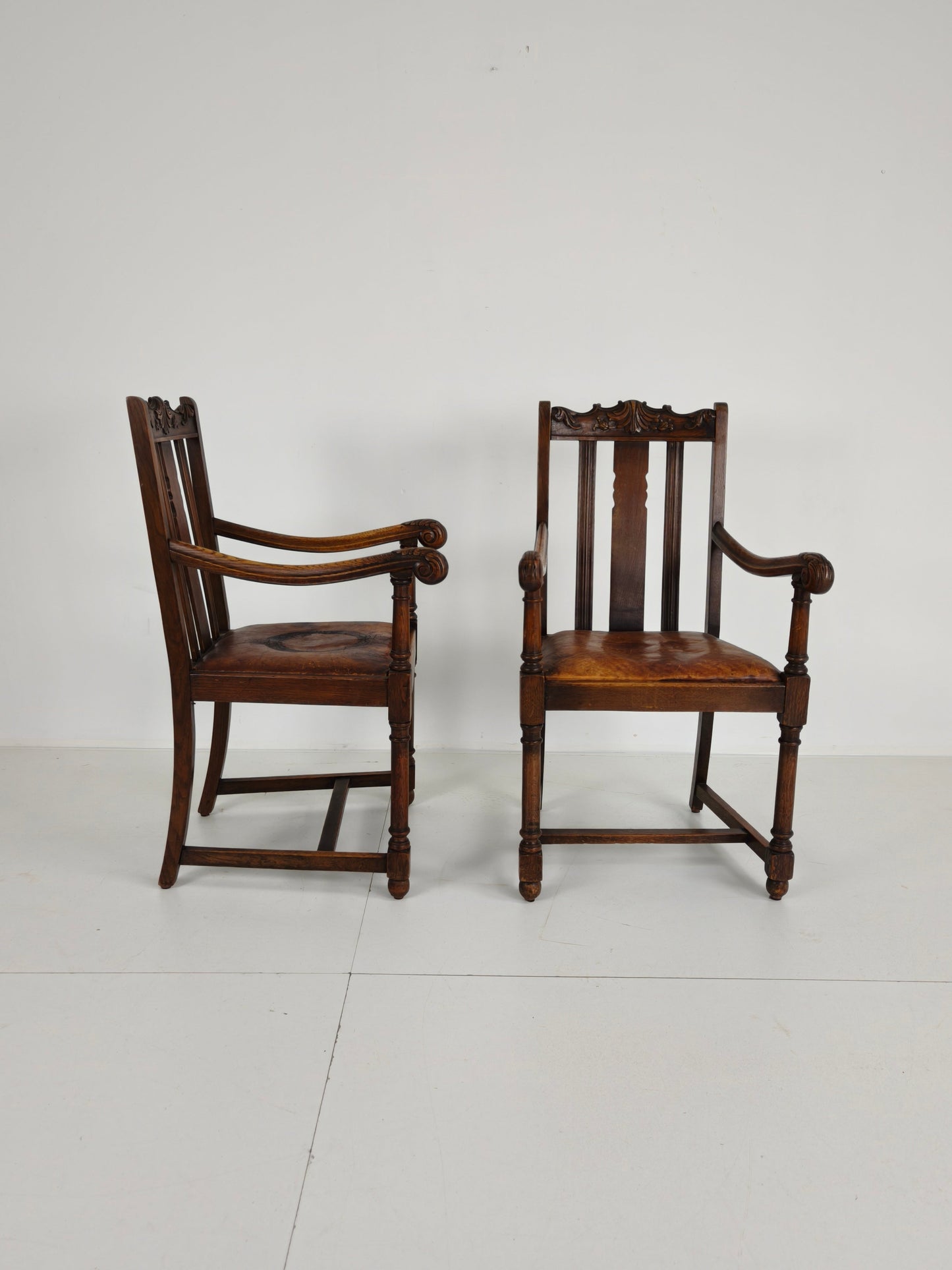 Pair of F. Parker &amp; Son Oak Armchairs – 19th Century English Pair of F. Parker &amp; Son Oak Armchairs – 19th Century English