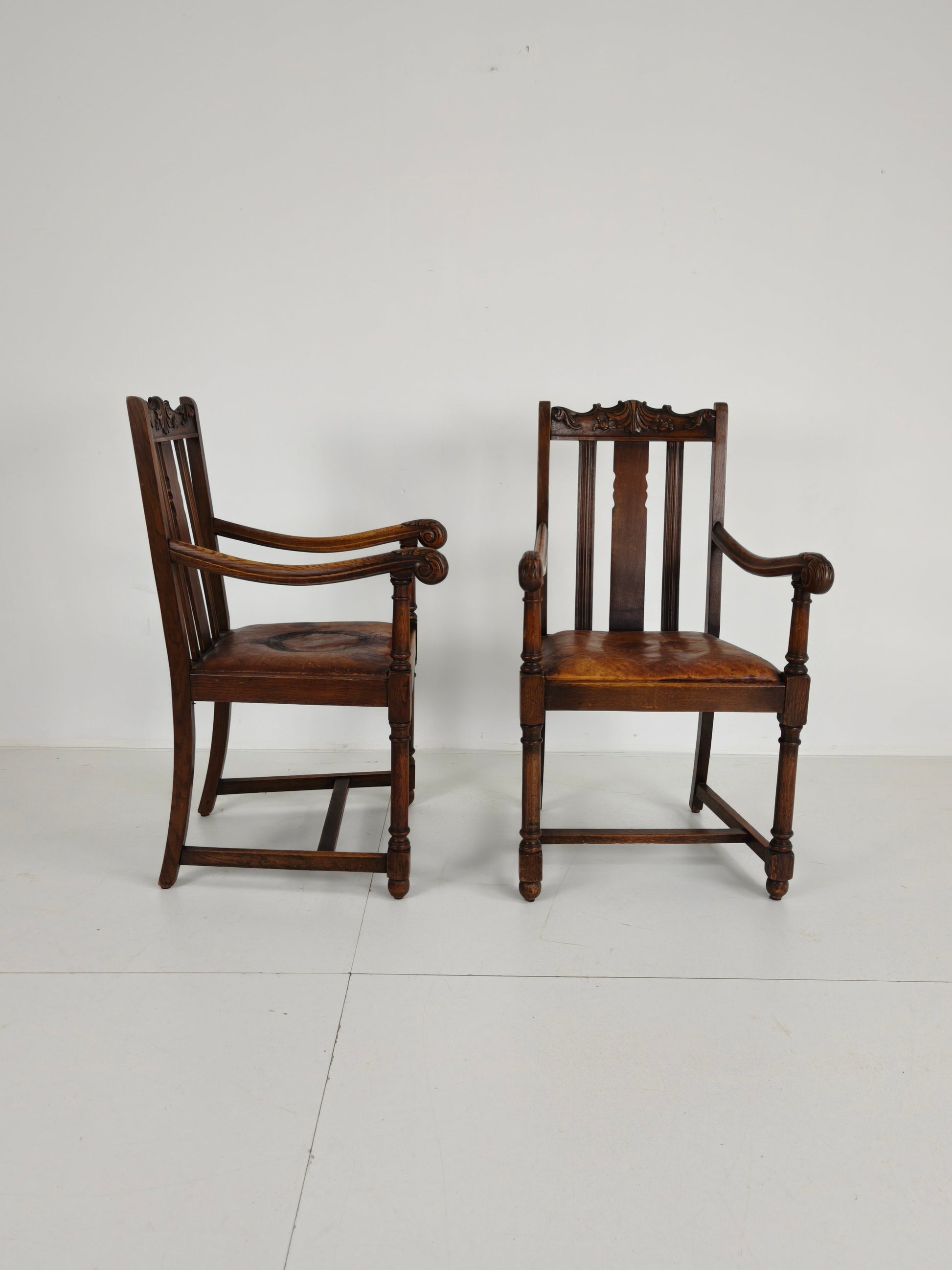 Pair of F. Parker &amp; Son Oak Armchairs – 19th Century English Pair of F. Parker &amp; Son Oak Armchairs – 19th Century English