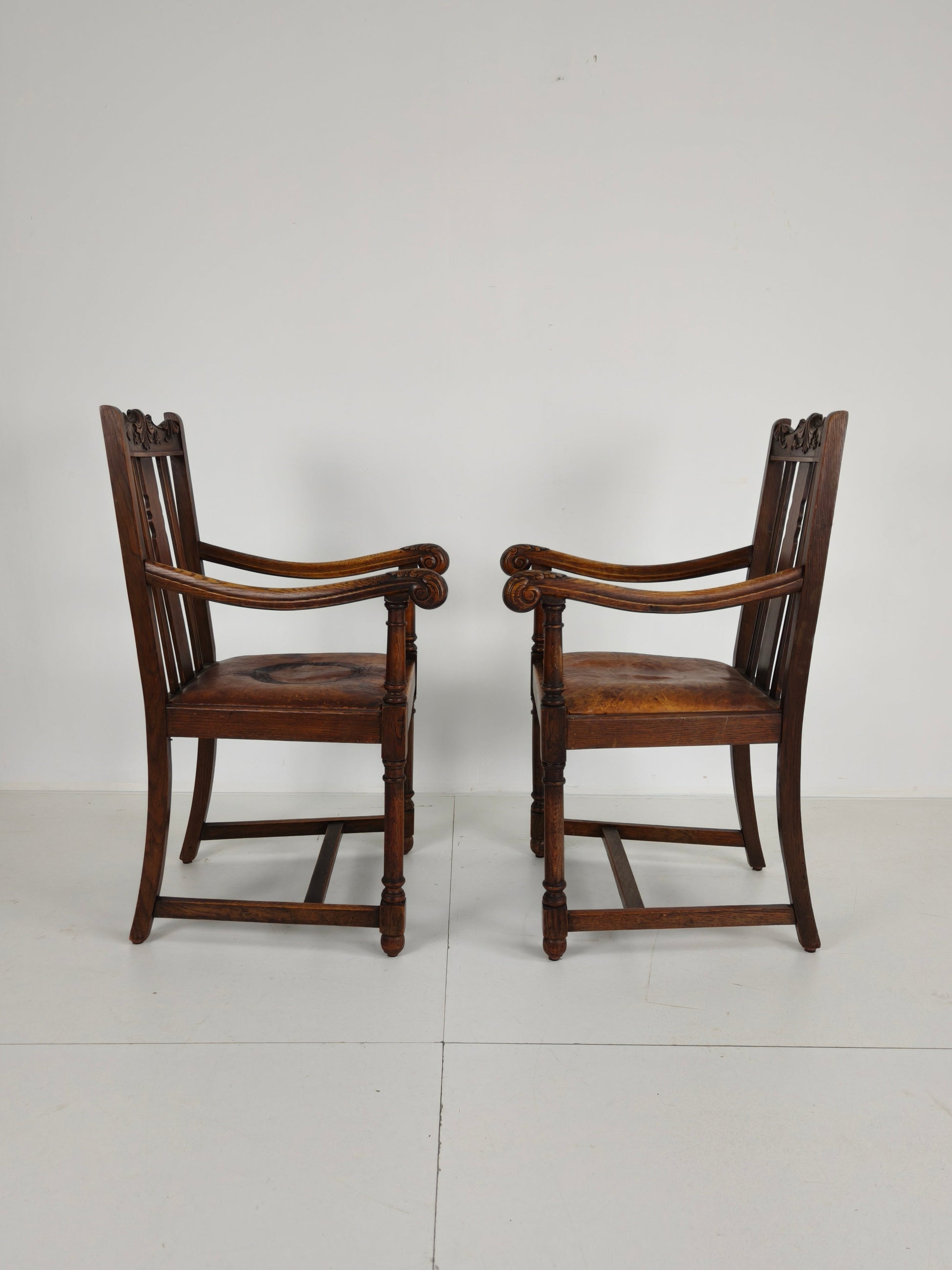 Pair of F. Parker &amp; Son Oak Armchairs – 19th Century English Pair of F. Parker &amp; Son Oak Armchairs – 19th Century English