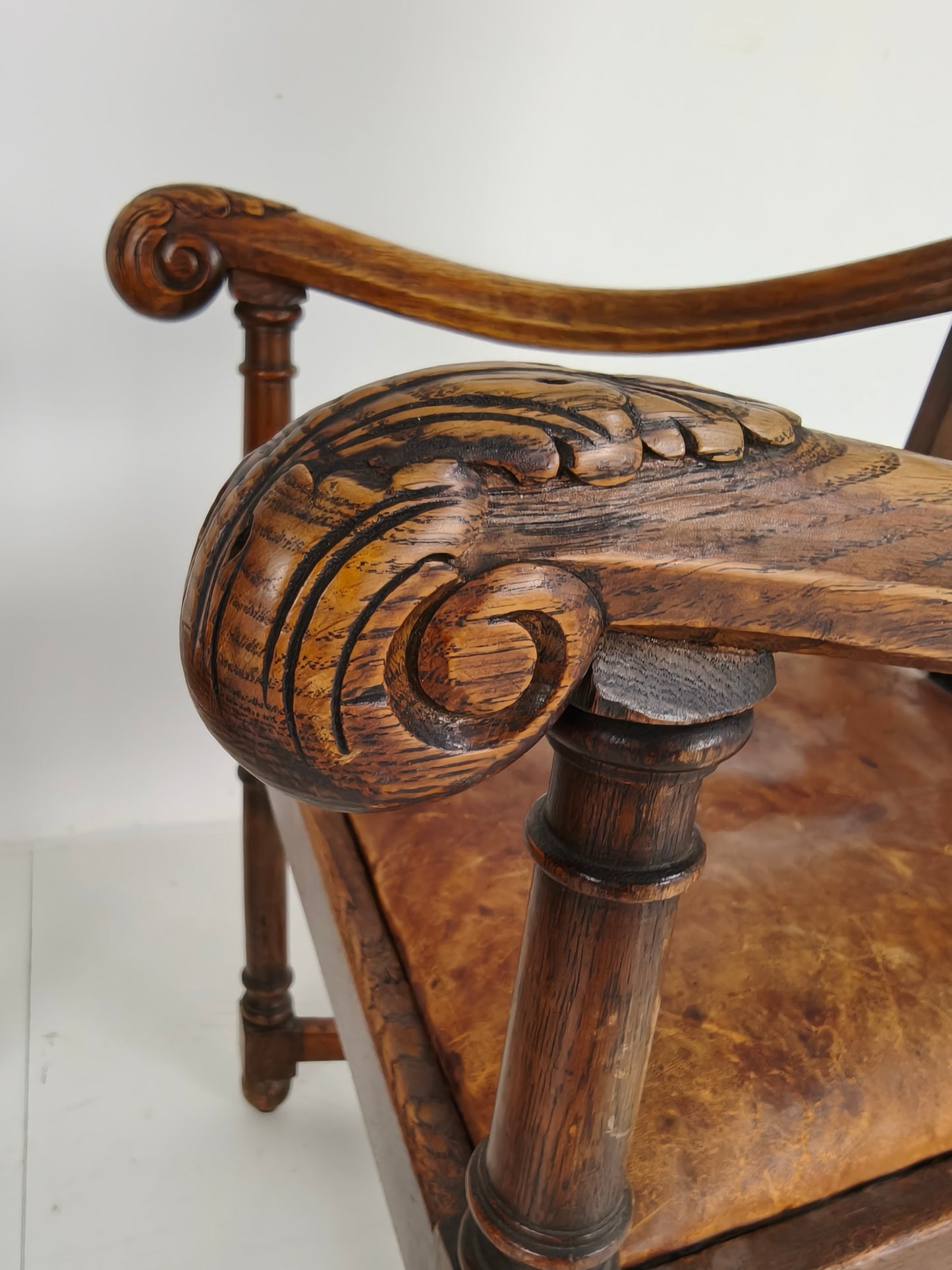 Pair of F. Parker &amp; Son Oak Armchairs – 19th Century English Pair of F. Parker &amp; Son Oak Armchairs – 19th Century English