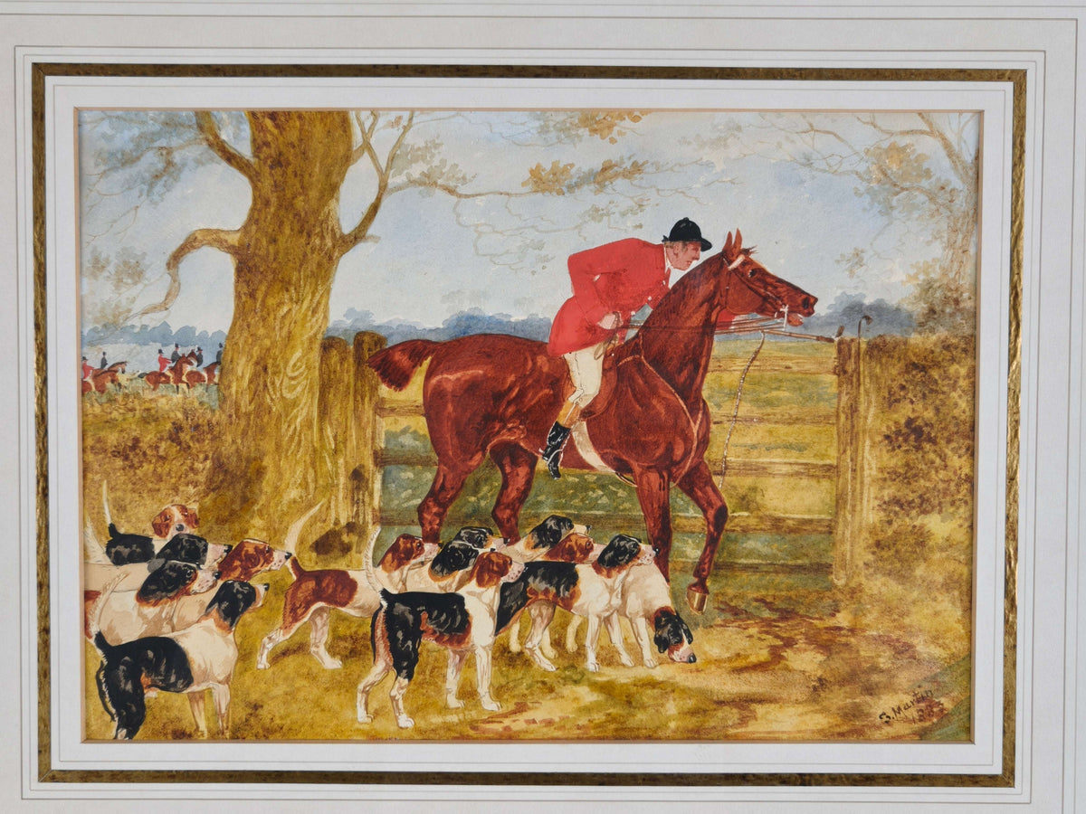 PAIR, SYLVESTER MARTIN HUNT SCENES, date 1883 PAIR, SYLVESTER MARTIN HUNT SCENES, date 1883