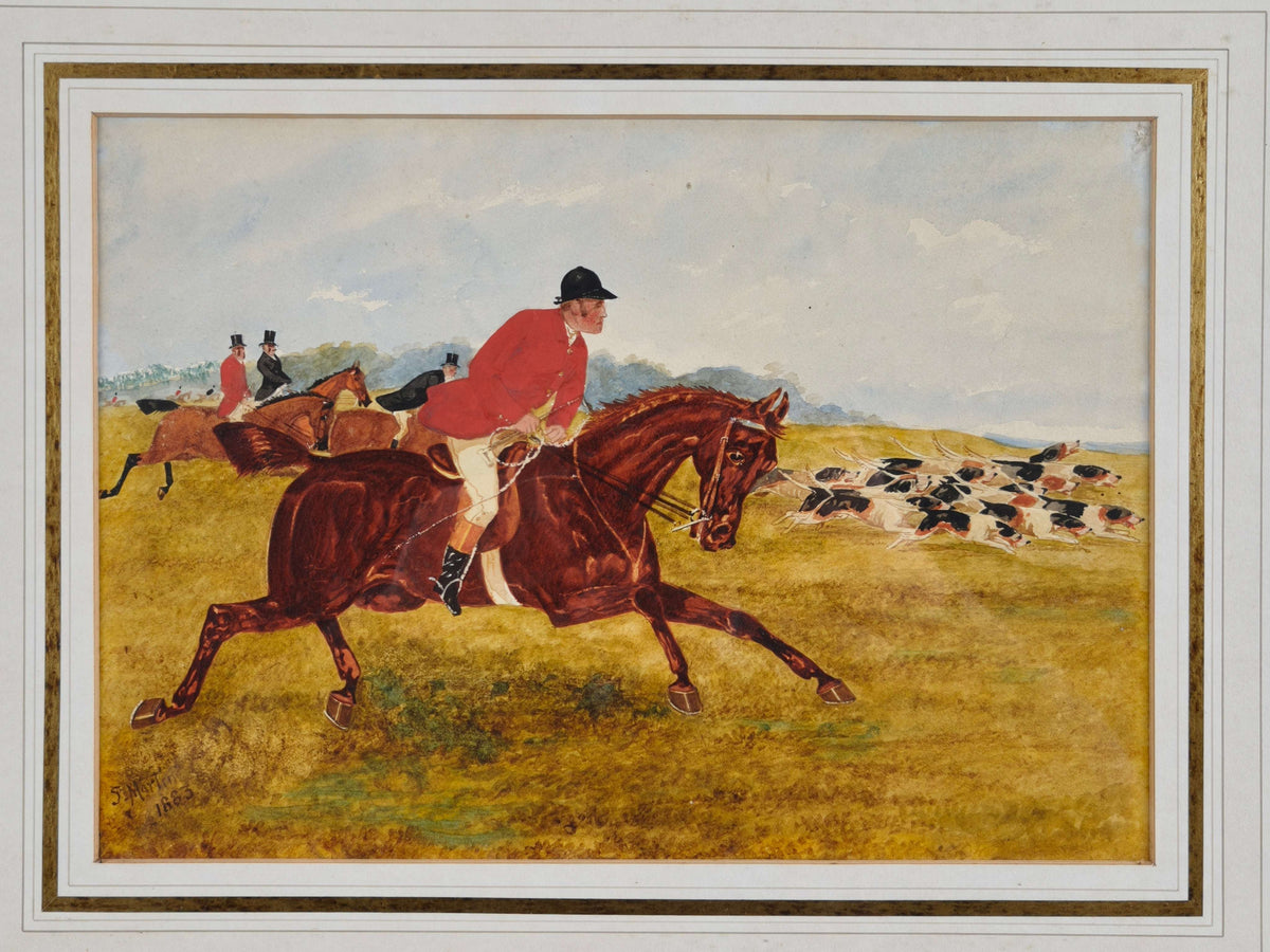PAIR, SYLVESTER MARTIN HUNT SCENES, date 1883 PAIR, SYLVESTER MARTIN HUNT SCENES, date 1883