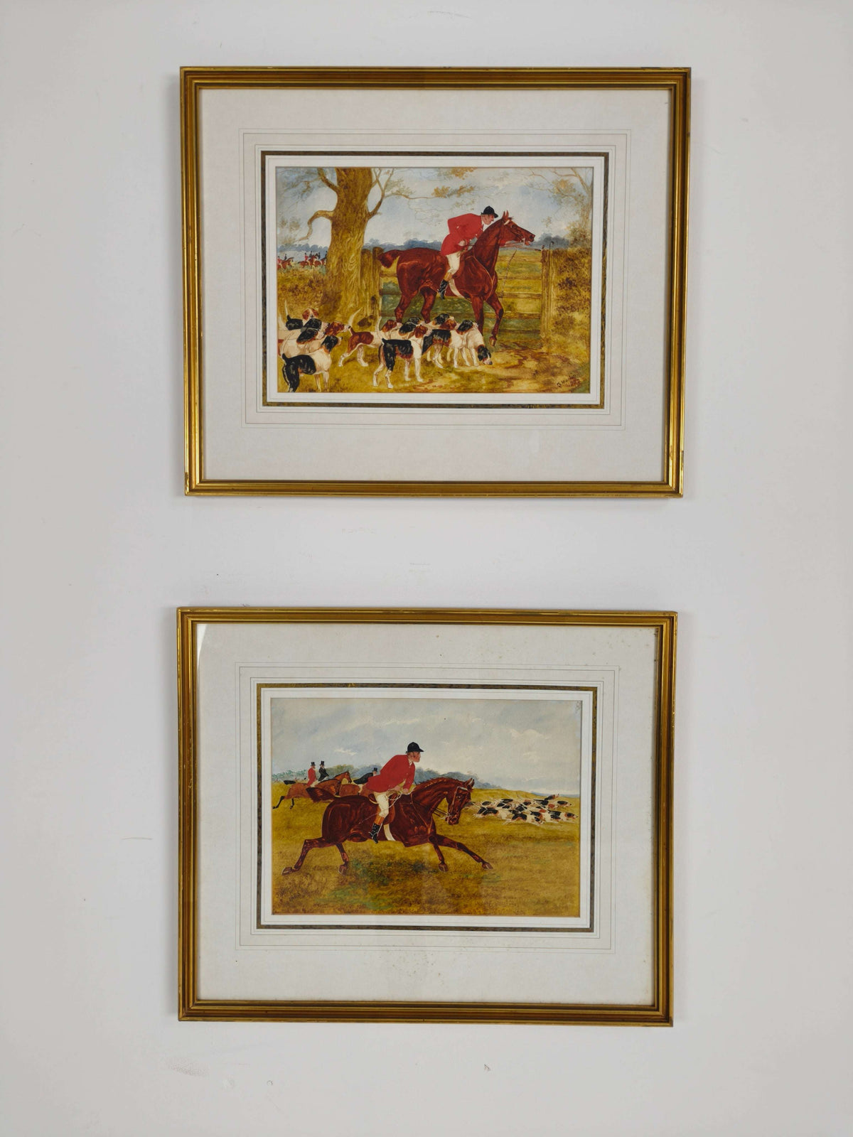 PAIR, SYLVESTER MARTIN HUNT SCENES, date 1883 PAIR, SYLVESTER MARTIN HUNT SCENES, date 1883
