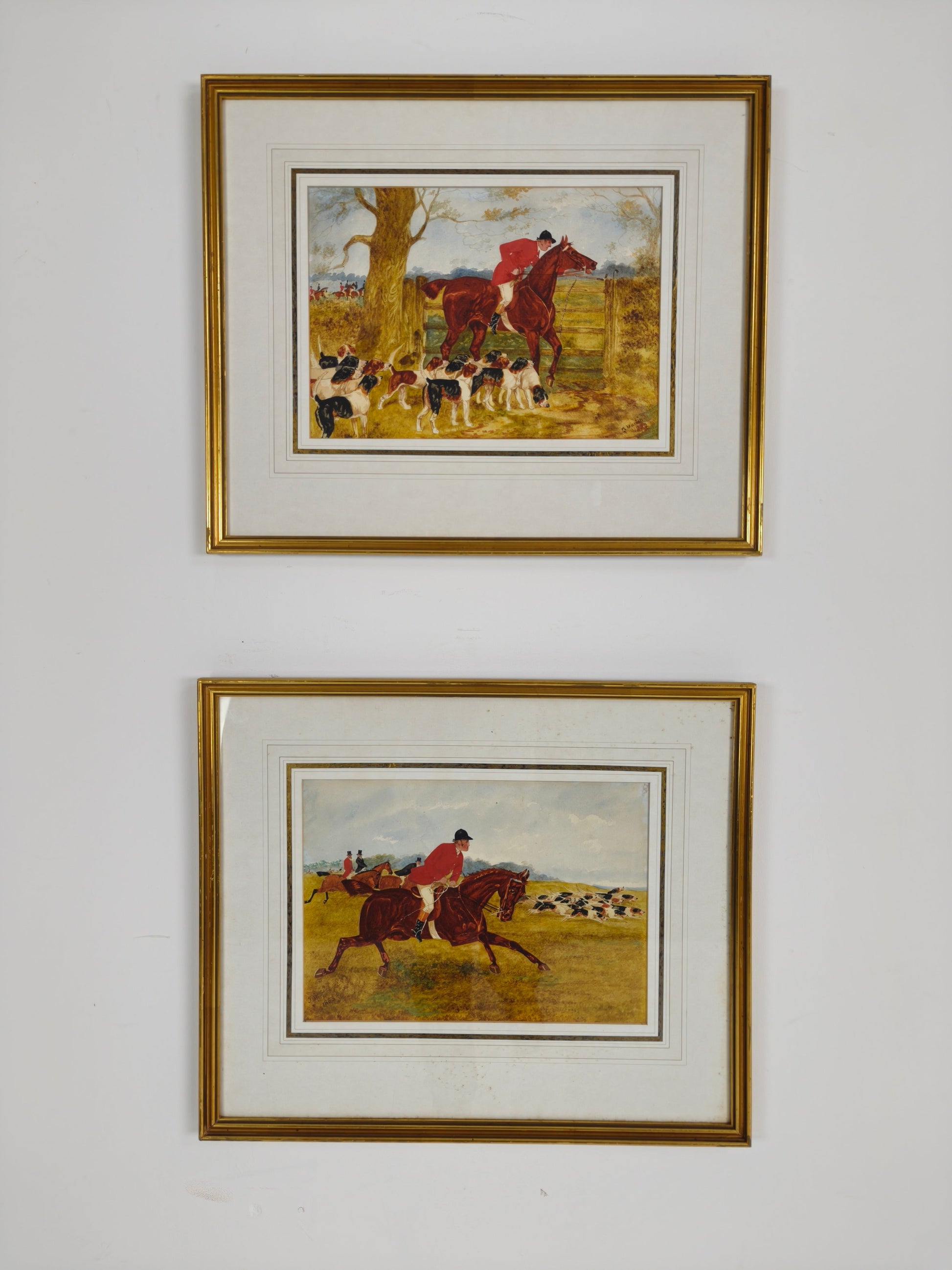 PAIR, SYLVESTER MARTIN HUNT SCENES, date 1883 PAIR, SYLVESTER MARTIN HUNT SCENES, date 1883