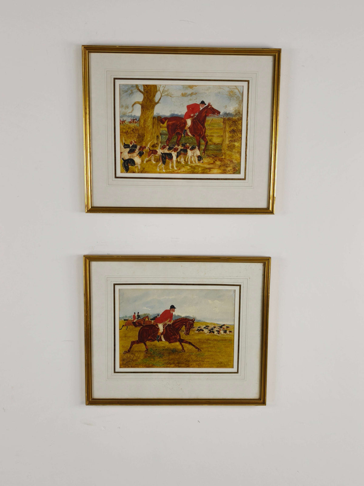 PAIR, SYLVESTER MARTIN HUNT SCENES, date 1883 PAIR, SYLVESTER MARTIN HUNT SCENES, date 1883