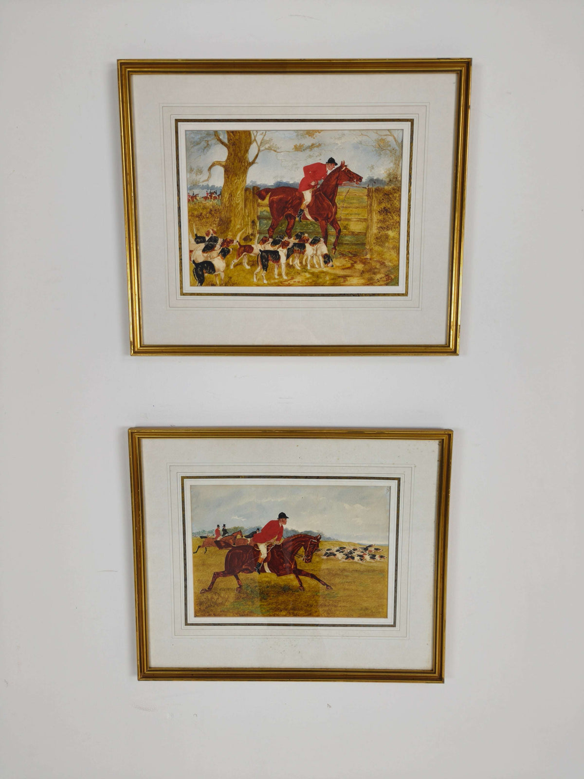 PAIR, SYLVESTER MARTIN HUNT SCENES, date 1883 PAIR, SYLVESTER MARTIN HUNT SCENES, date 1883