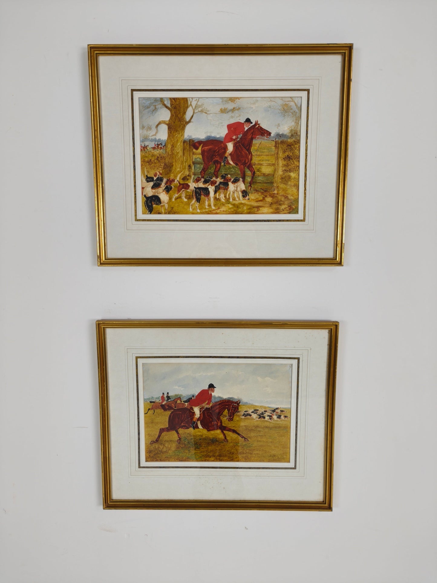 PAIR, SYLVESTER MARTIN HUNT SCENES, date 1883 PAIR, SYLVESTER MARTIN HUNT SCENES, date 1883