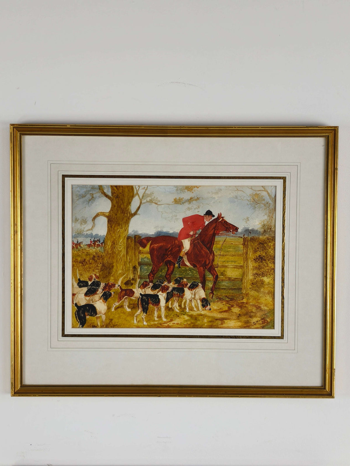 PAIR, SYLVESTER MARTIN HUNT SCENES, date 1883 PAIR, SYLVESTER MARTIN HUNT SCENES, date 1883