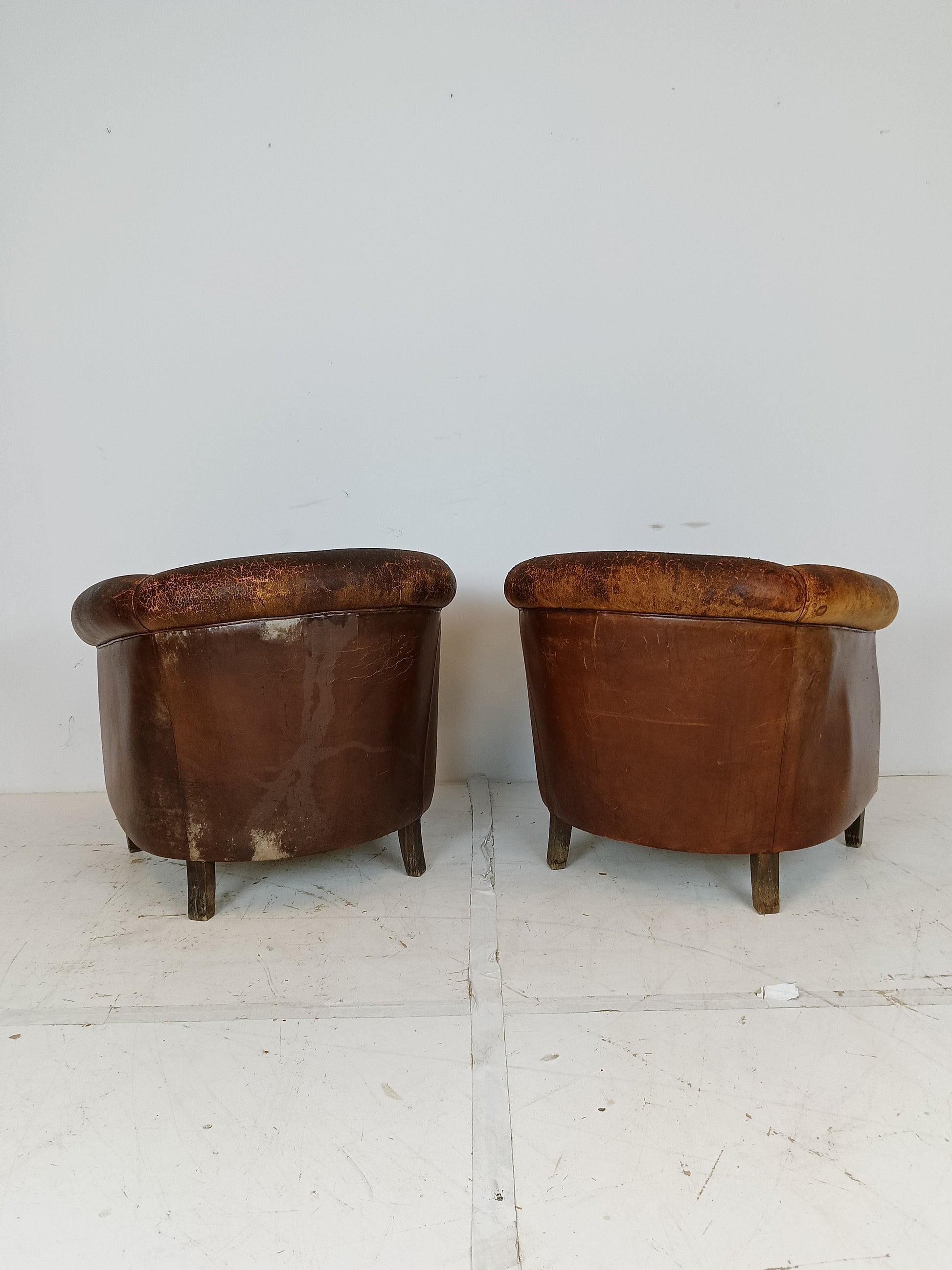 Patinated Sheep Leather Chair Set Patinated Sheep Leather Chair Set