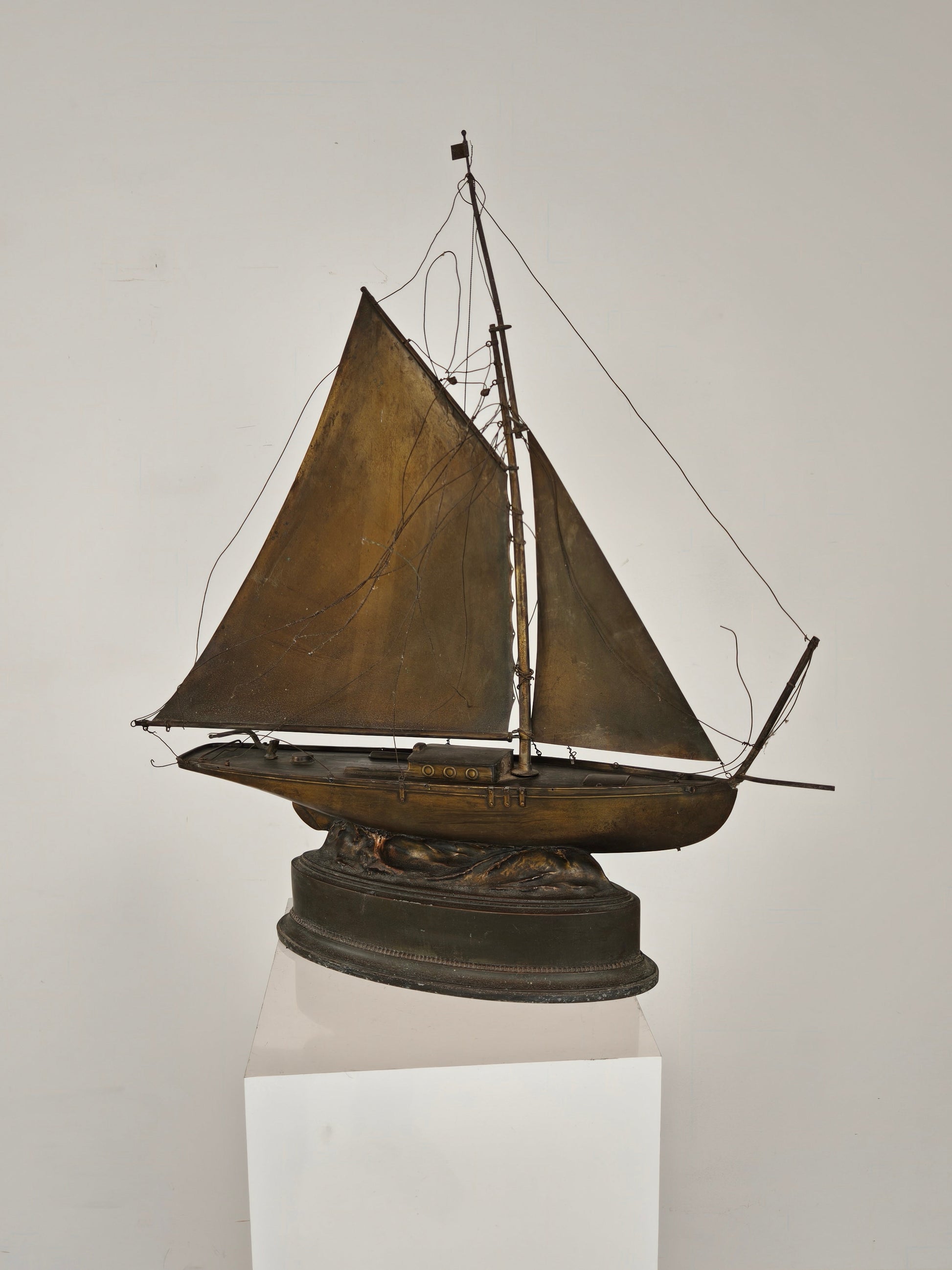Rare Brass Sailing Ship – Signed and Crafted in 1912 Rare Brass Sailing Ship – Signed and Crafted in 1912