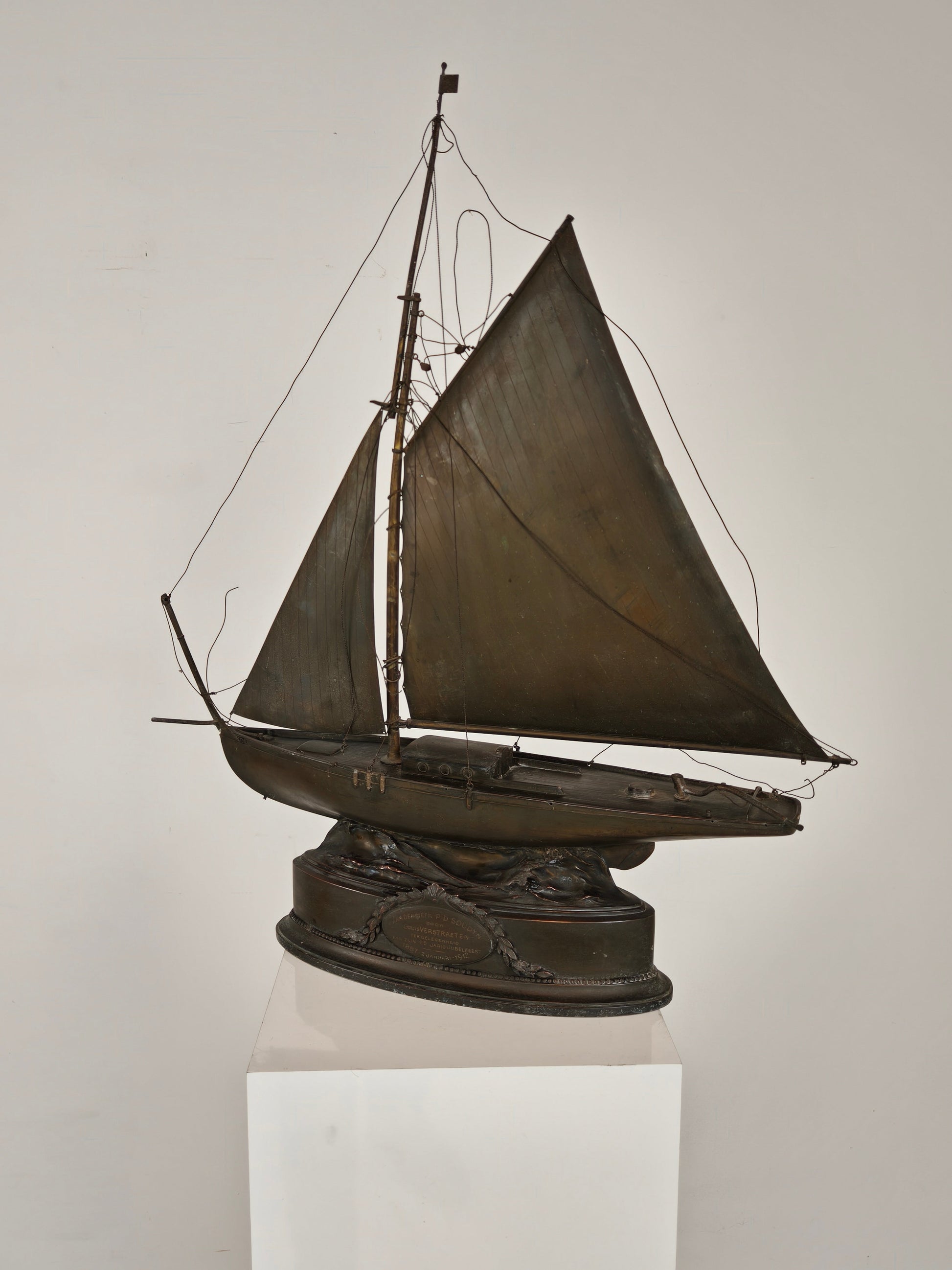 Rare Brass Sailing Ship – Signed and Crafted in 1912 Rare Brass Sailing Ship – Signed and Crafted in 1912