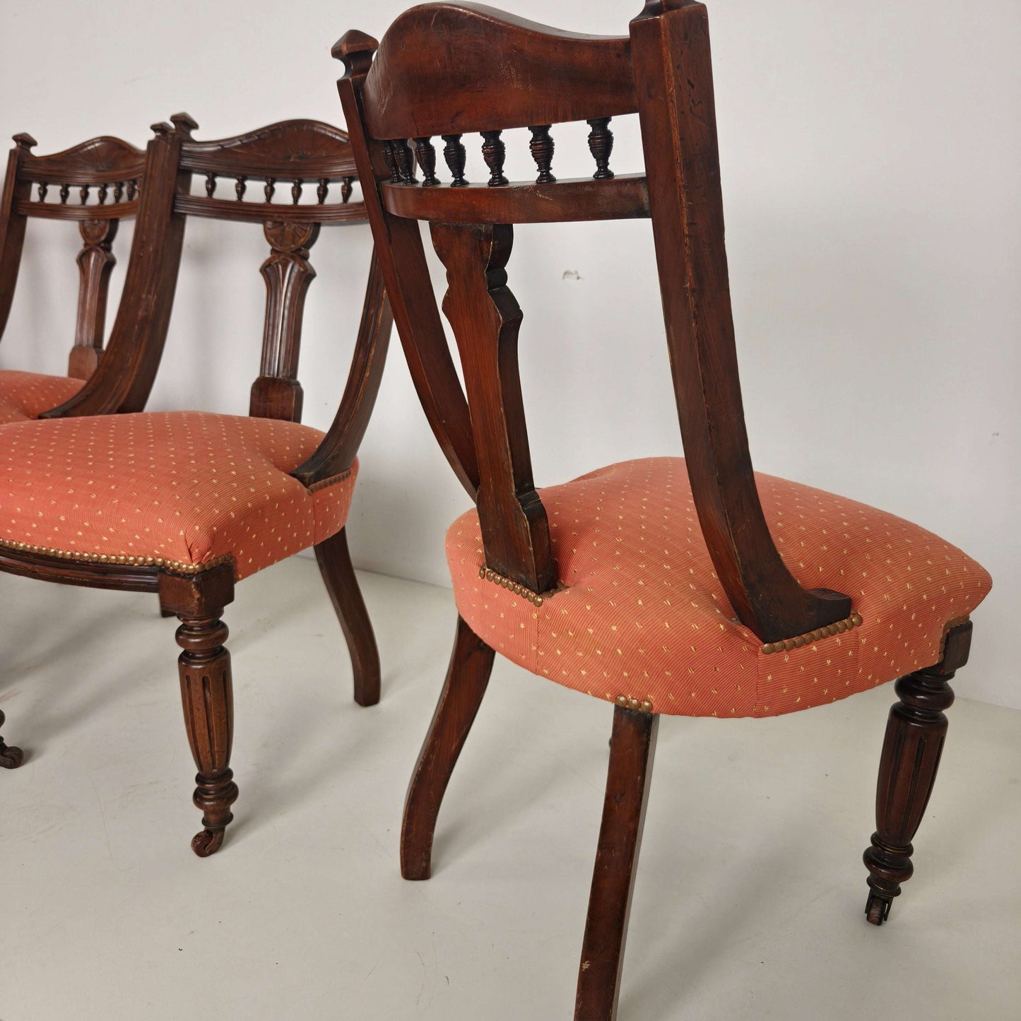 Set of 12 Late Victorian Walnut Dining Chairs with Original Castors Set of 12 Late Victorian Walnut Dining Chairs with Original Castors