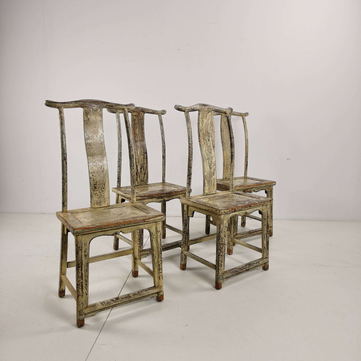 Set of Four 19th-Century Chinese Yoke-Back Chairs, circa 1890 Set of Four 19th-Century Chinese Yoke-Back Chairs, circa 1890