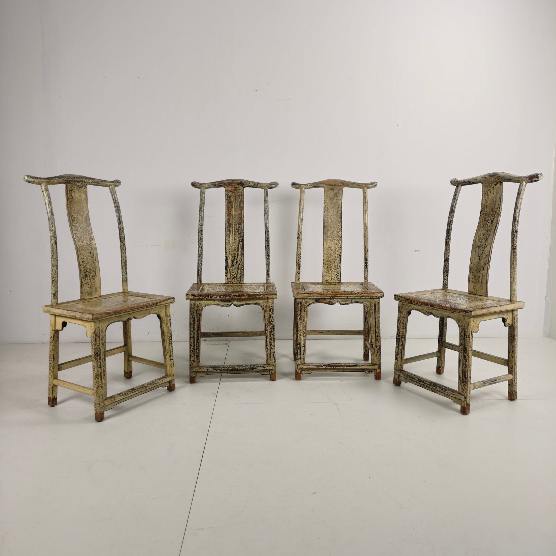 Set of Four 19th-Century Chinese Yoke-Back Chairs, circa 1890 Set of Four 19th-Century Chinese Yoke-Back Chairs, circa 1890
