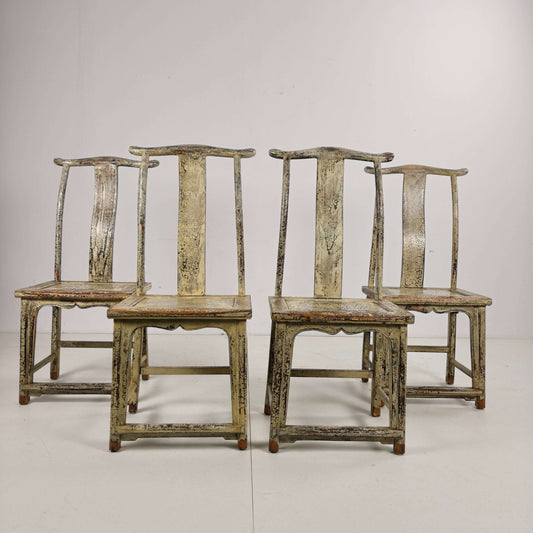 Set of Four 19th-Century Chinese Yoke-Back Chairs, circa 1890 Set of Four 19th-Century Chinese Yoke-Back Chairs, circa 1890