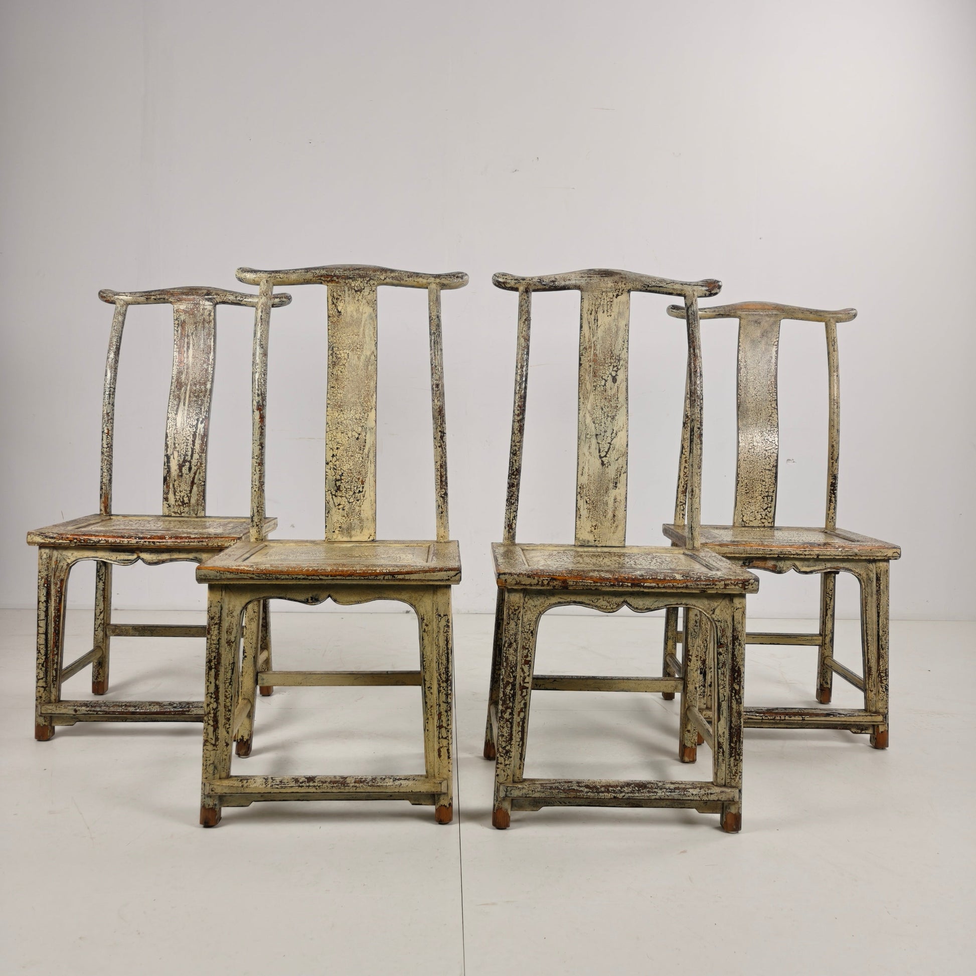 Set of Four 19th-Century Chinese Yoke-Back Chairs, circa 1890 Set of Four 19th-Century Chinese Yoke-Back Chairs, circa 1890