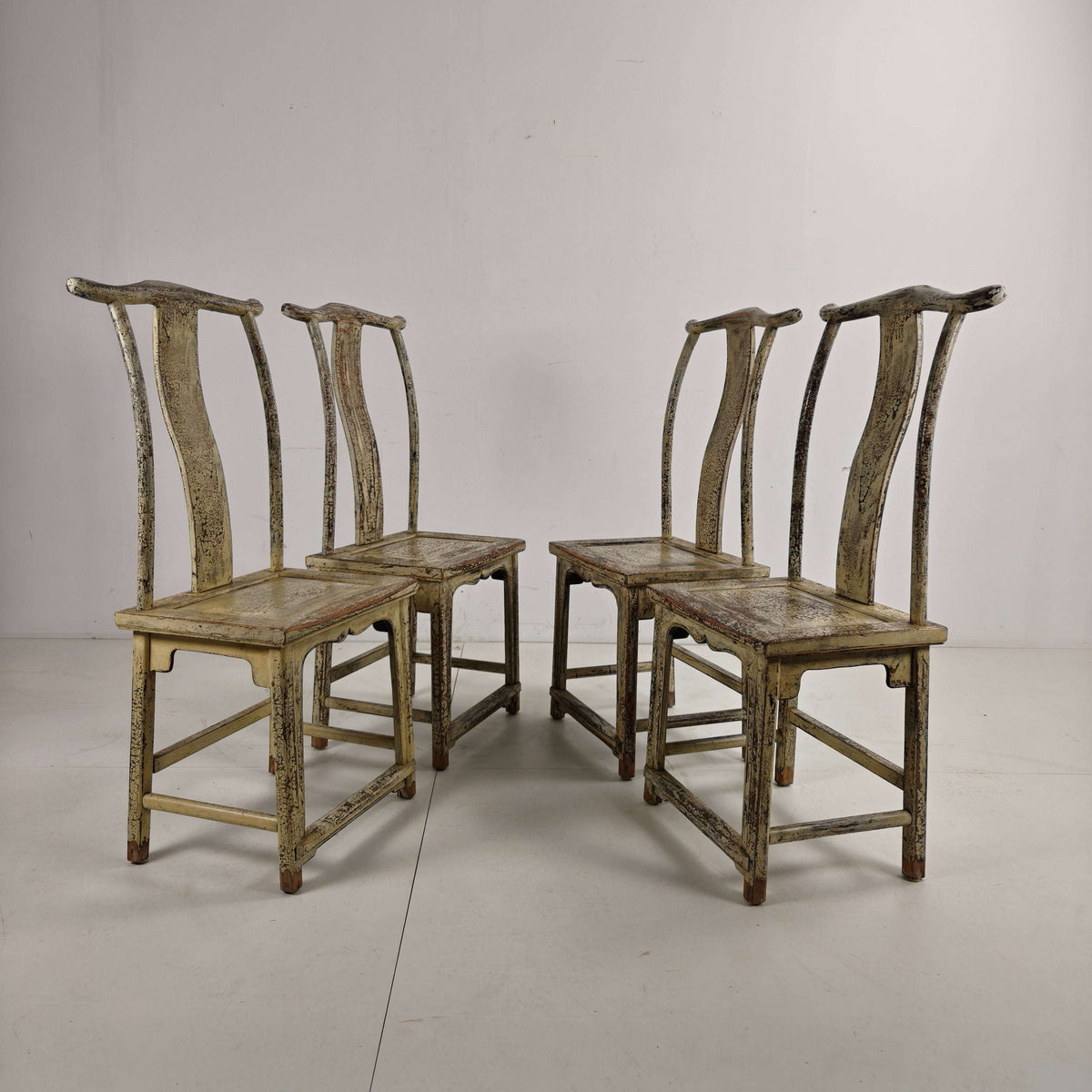 Set of Four 19th-Century Chinese Yoke-Back Chairs, circa 1890 Set of Four 19th-Century Chinese Yoke-Back Chairs, circa 1890