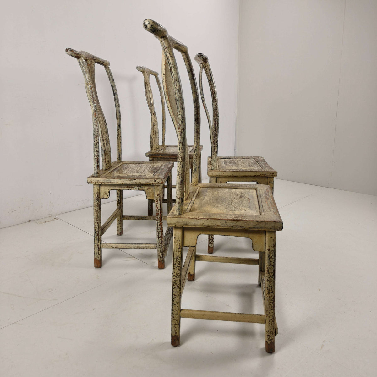 Set of Four 19th-Century Chinese Yoke-Back Chairs, circa 1890 Set of Four 19th-Century Chinese Yoke-Back Chairs, circa 1890