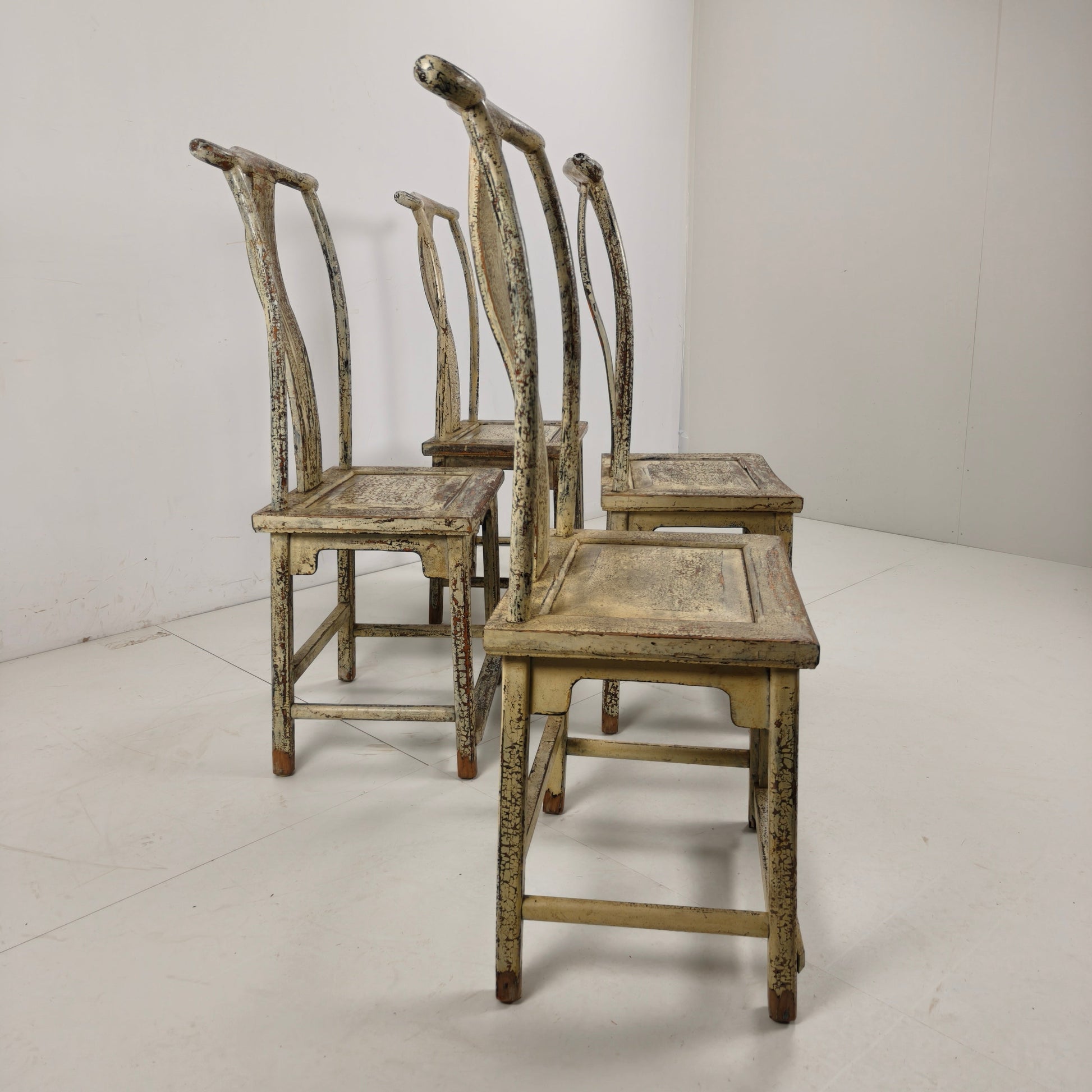 Set of Four 19th-Century Chinese Yoke-Back Chairs, circa 1890 Set of Four 19th-Century Chinese Yoke-Back Chairs, circa 1890