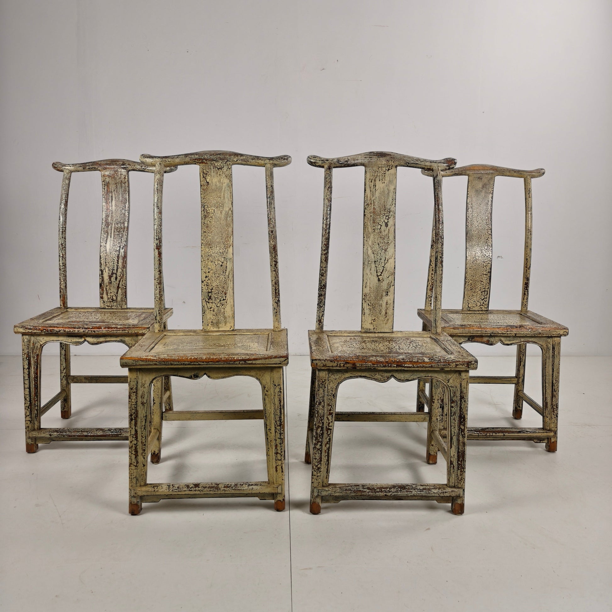 Set of Four 19th-Century Chinese Yoke-Back Chairs, circa 1890 Set of Four 19th-Century Chinese Yoke-Back Chairs, circa 1890