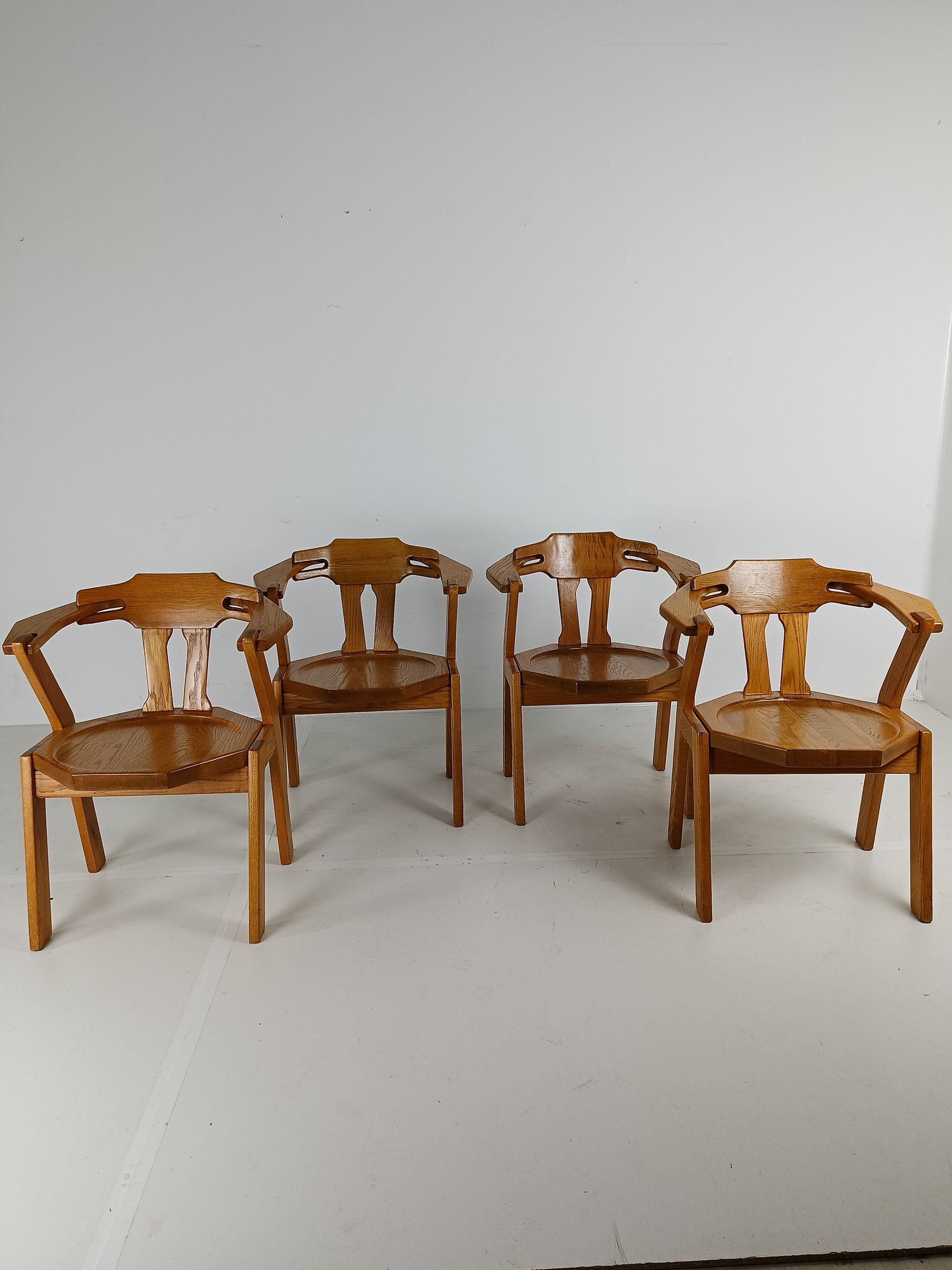 Set Of Four Brutalist Chairs With Armrests Set Of Four Brutalist Chairs With Armrests