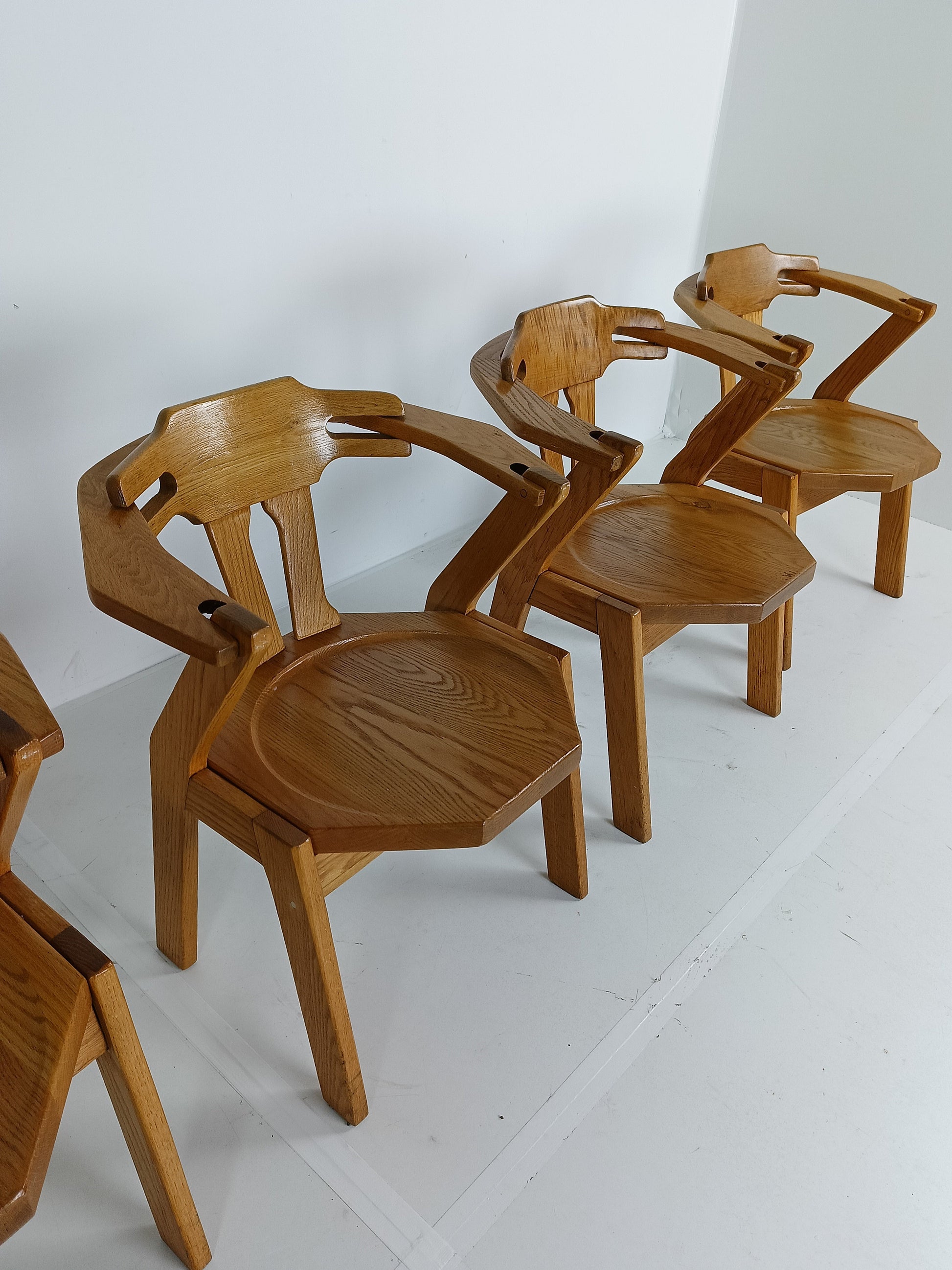 Set Of Four Brutalist Chairs With Armrests Set Of Four Brutalist Chairs With Armrests