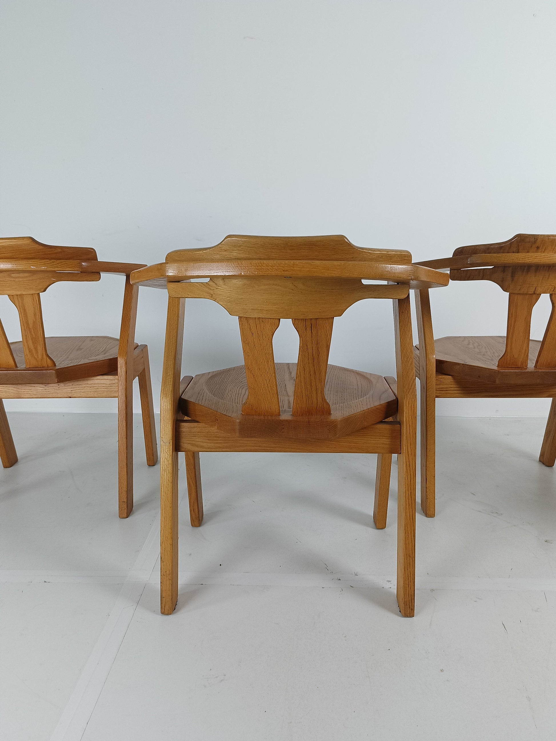 Set Of Four Brutalist Chairs With Armrests Set Of Four Brutalist Chairs With Armrests