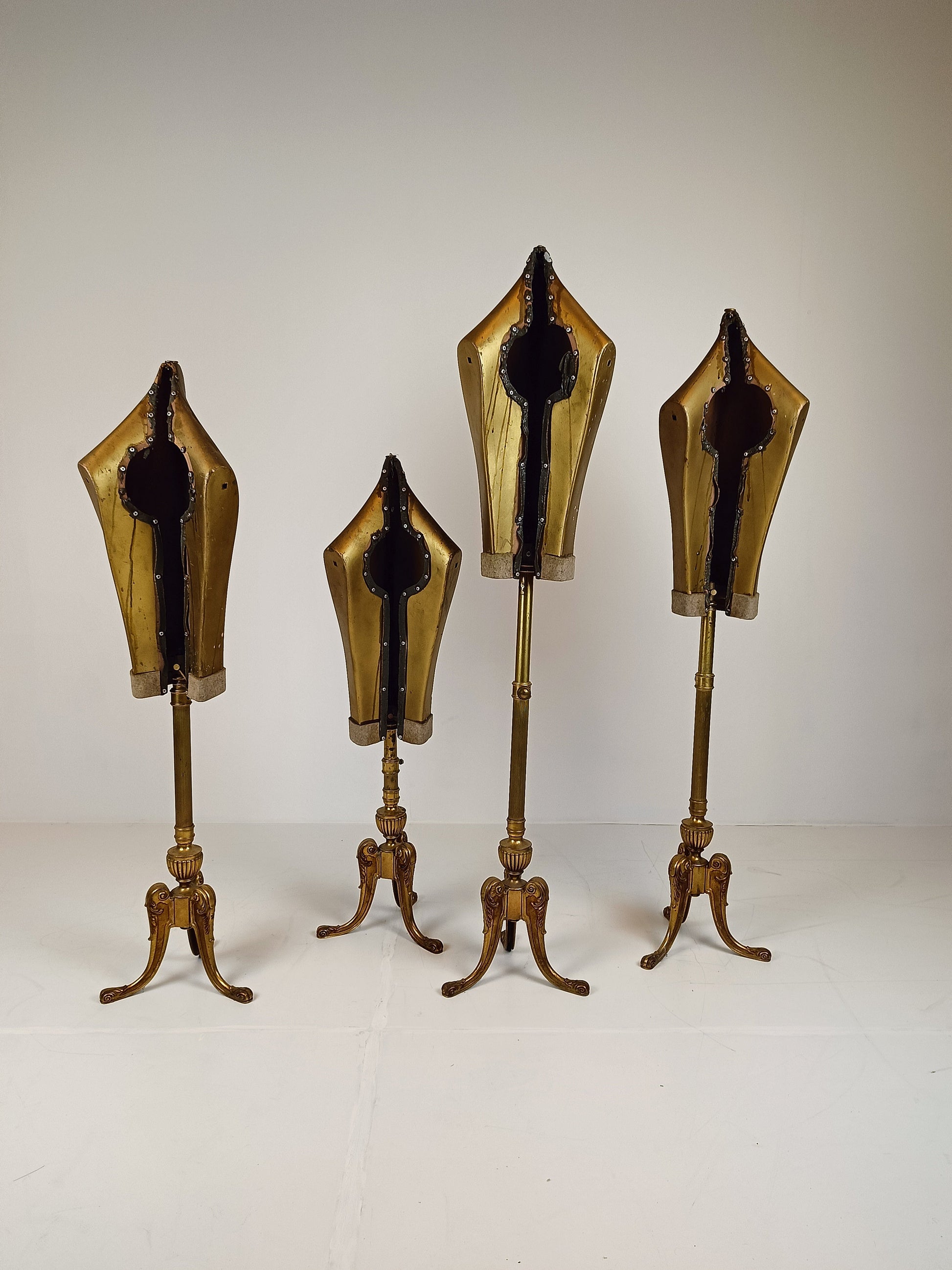 Set of Mannequin With Brass Carved Frame Set of Mannequin With Brass Carved Frame