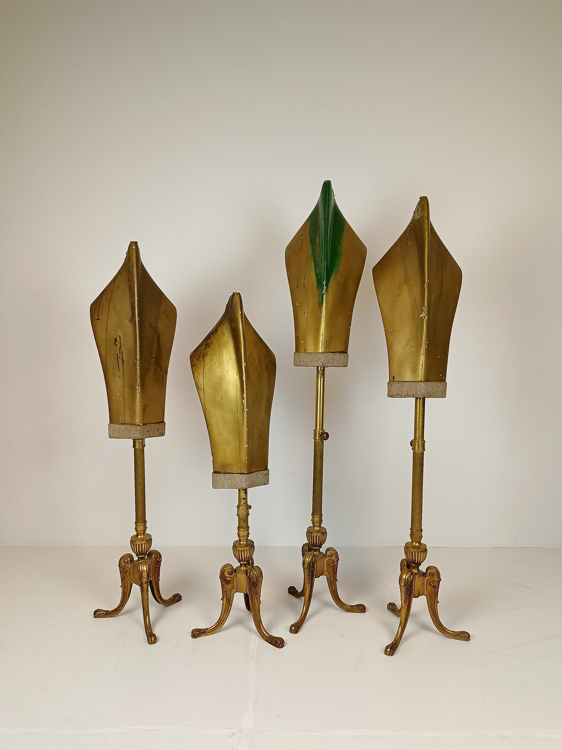 Set of Mannequin With Brass Carved Frame Set of Mannequin With Brass Carved Frame