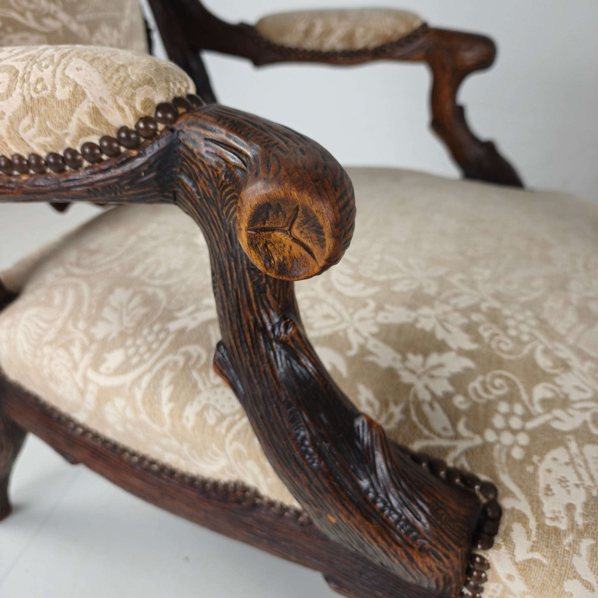 Set of Two Black Forest Style Armchairs by Horrix – 19th Century Set of Two Black Forest Style Armchairs by Horrix – 19th Century